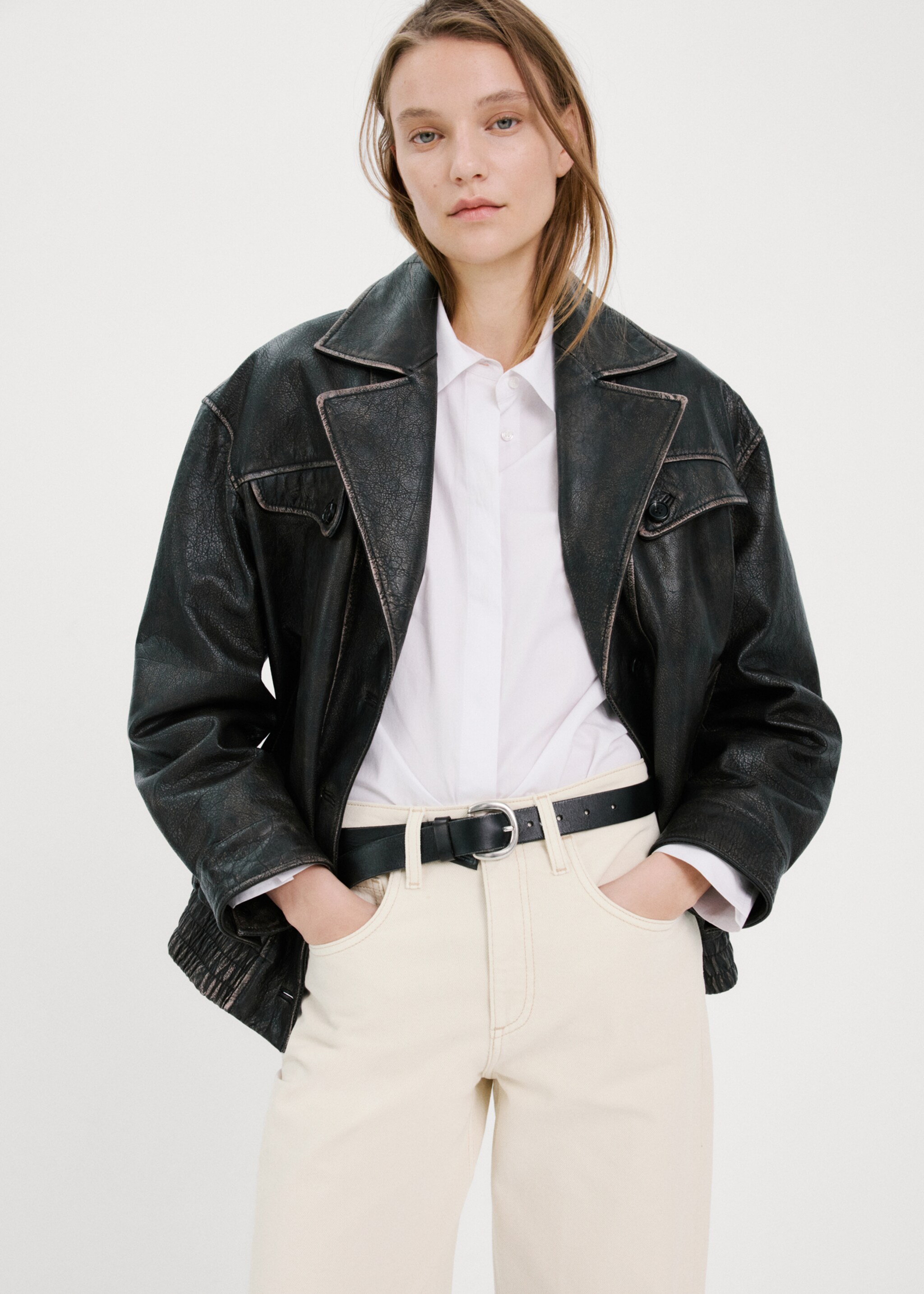 High-waisted barrel jeans - Details of the article 1, Off White. Ref: 27054770-00.