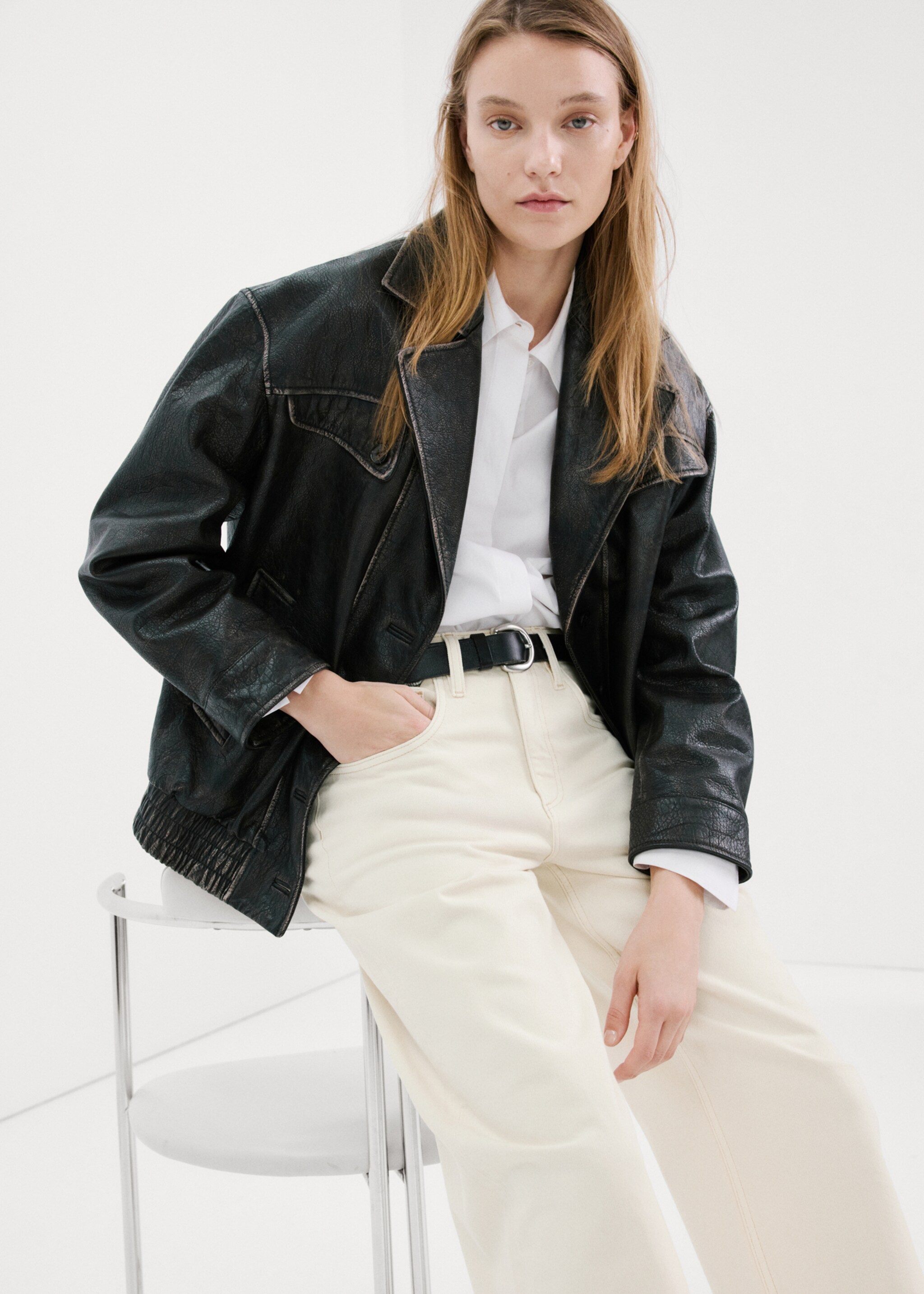 High-waisted barrel jeans - Details of the article 2, Off White. Ref: 27054770-00.