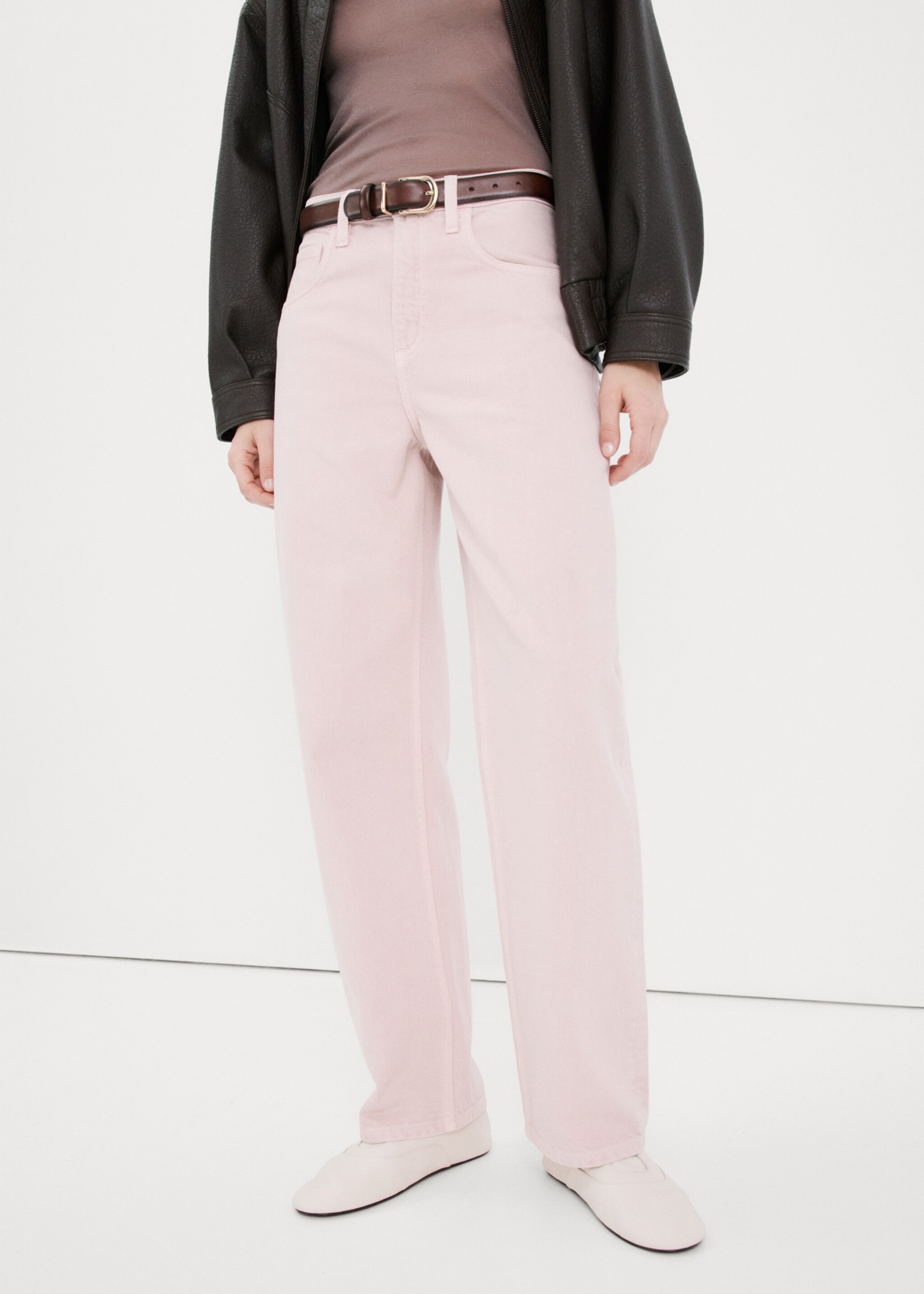 High-waisted barrel jeans - Medium plane, Pink. Ref: 27054771-00.