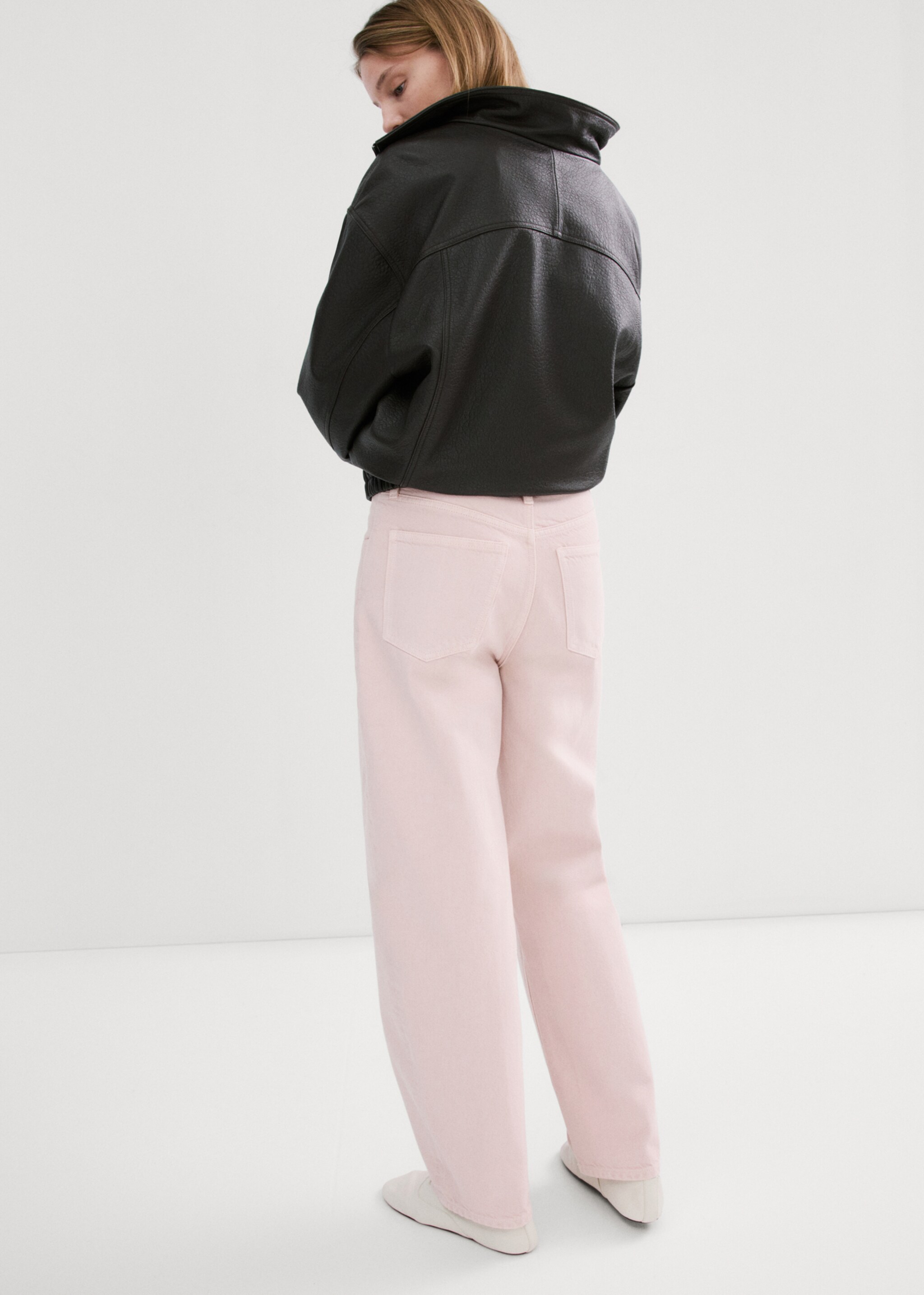 High-waisted barrel jeans - Reverse of the article, Pink. Ref: 27054771-00.