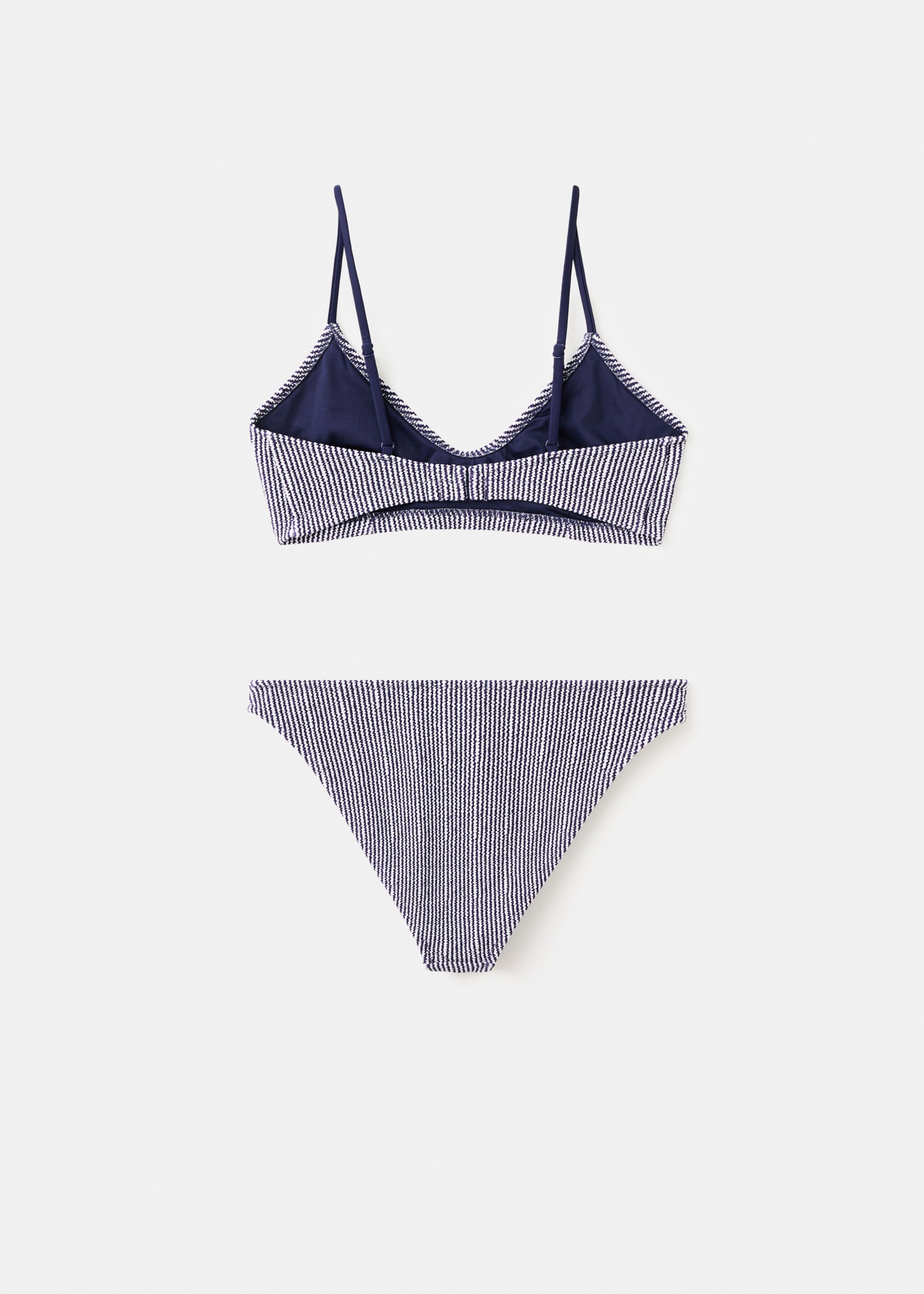 Bikini texturé rayures - Verso de l’article, Bleu marine. Ref: 27054772-00.