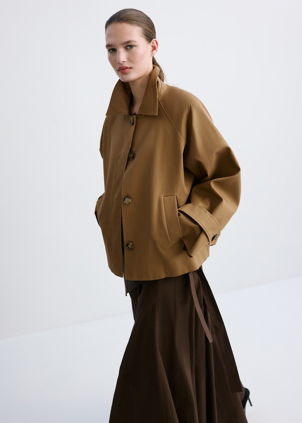 Mango Oversized short trench coat