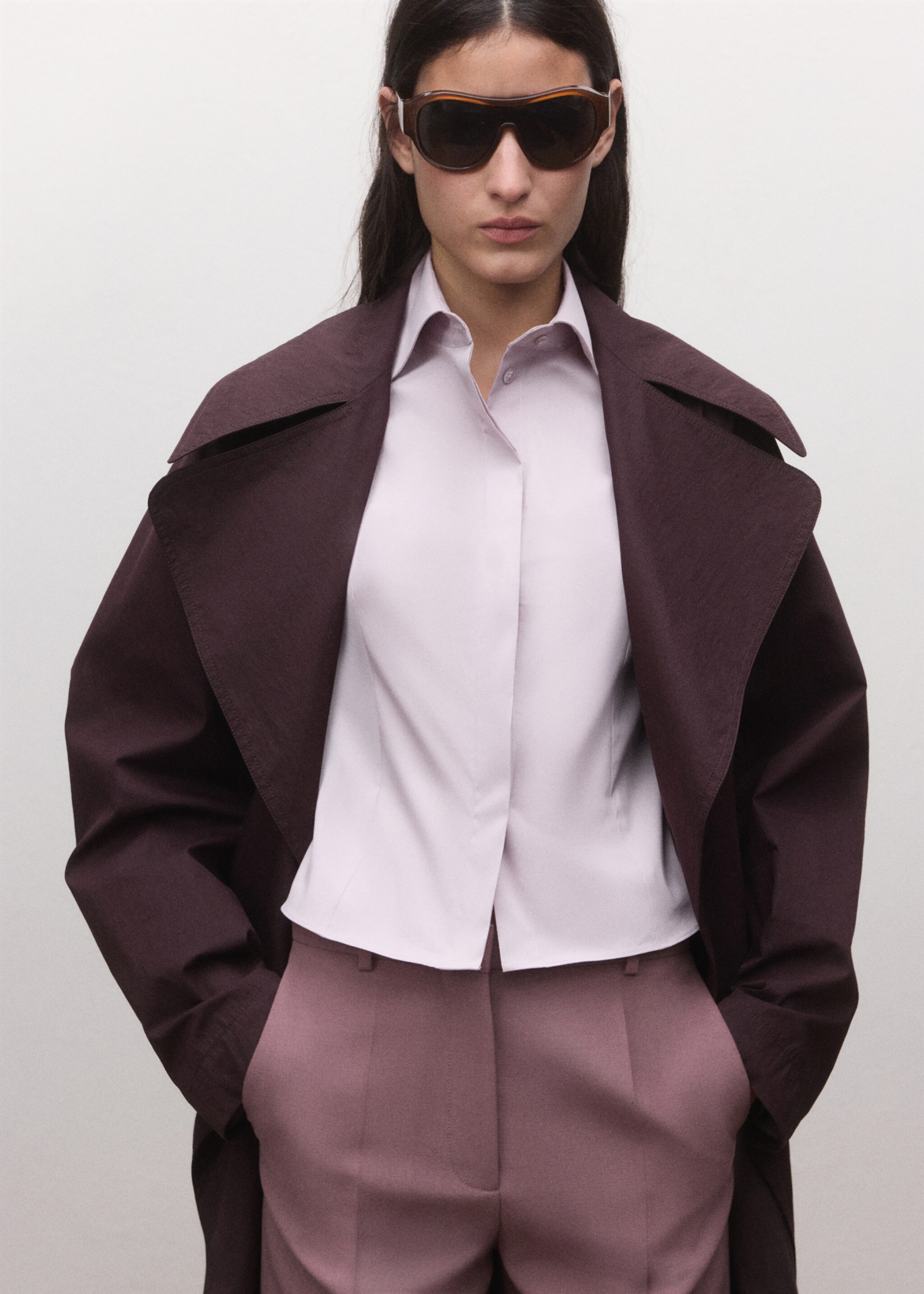 Chemise coton cintrée - Plan moyen, Lilas. Ref: 27054788-00.