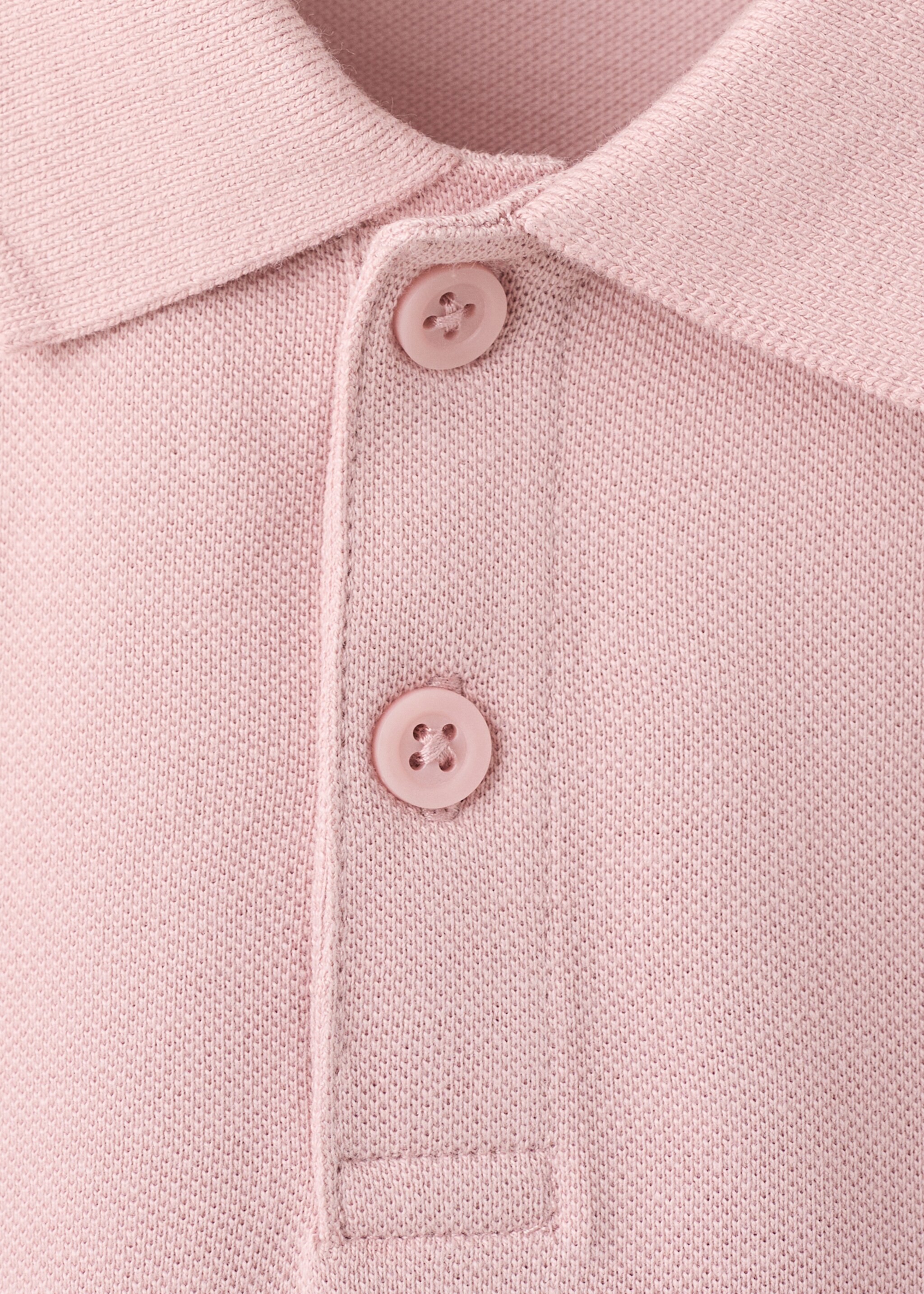 Cotton polo shirt - Details of the article 8, Pale Pink. Ref: 27055143-00.