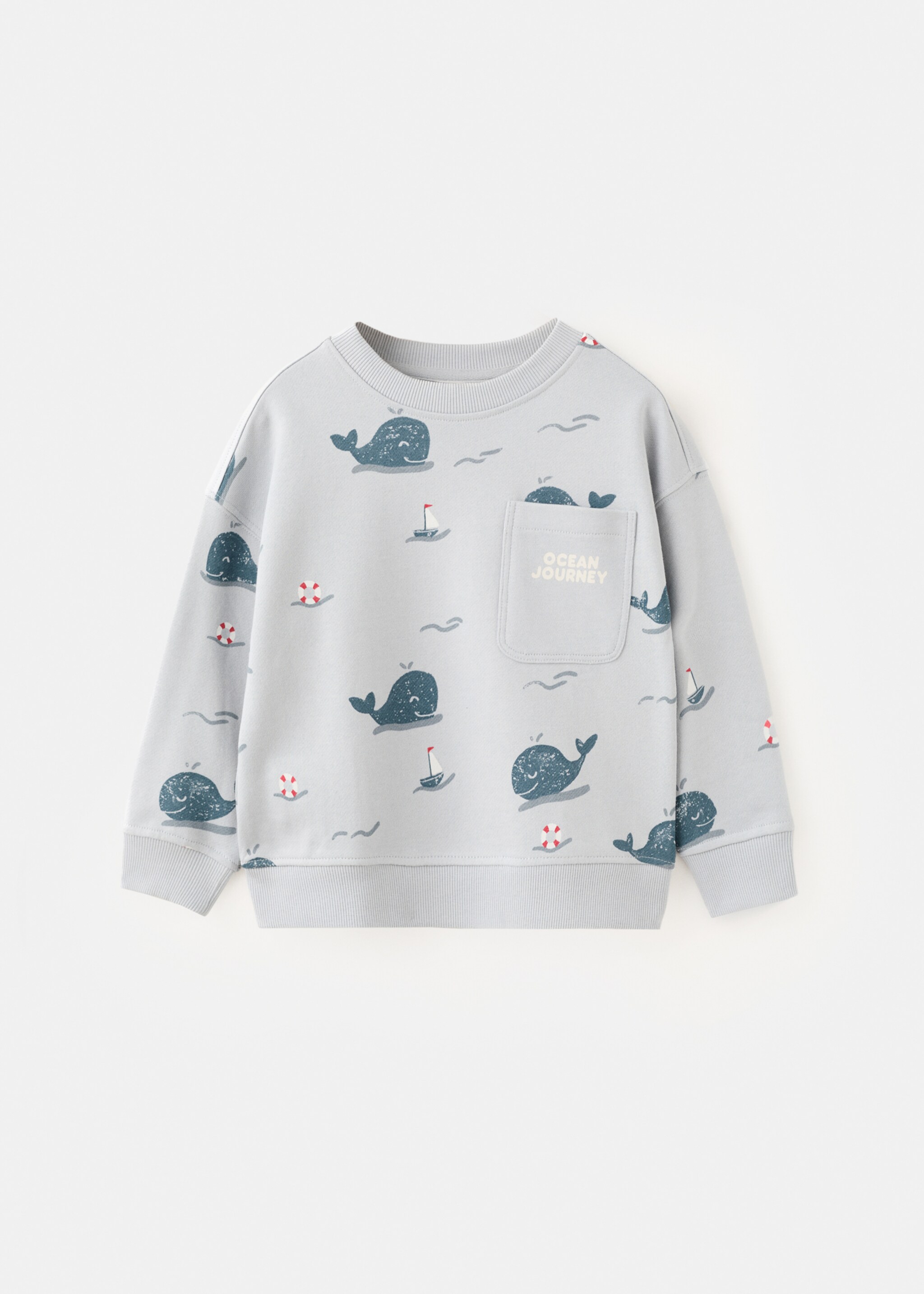 Sudadera estampada bolsillo - Artículo sin modelo, Azul celeste. Ref: 27055146-00.