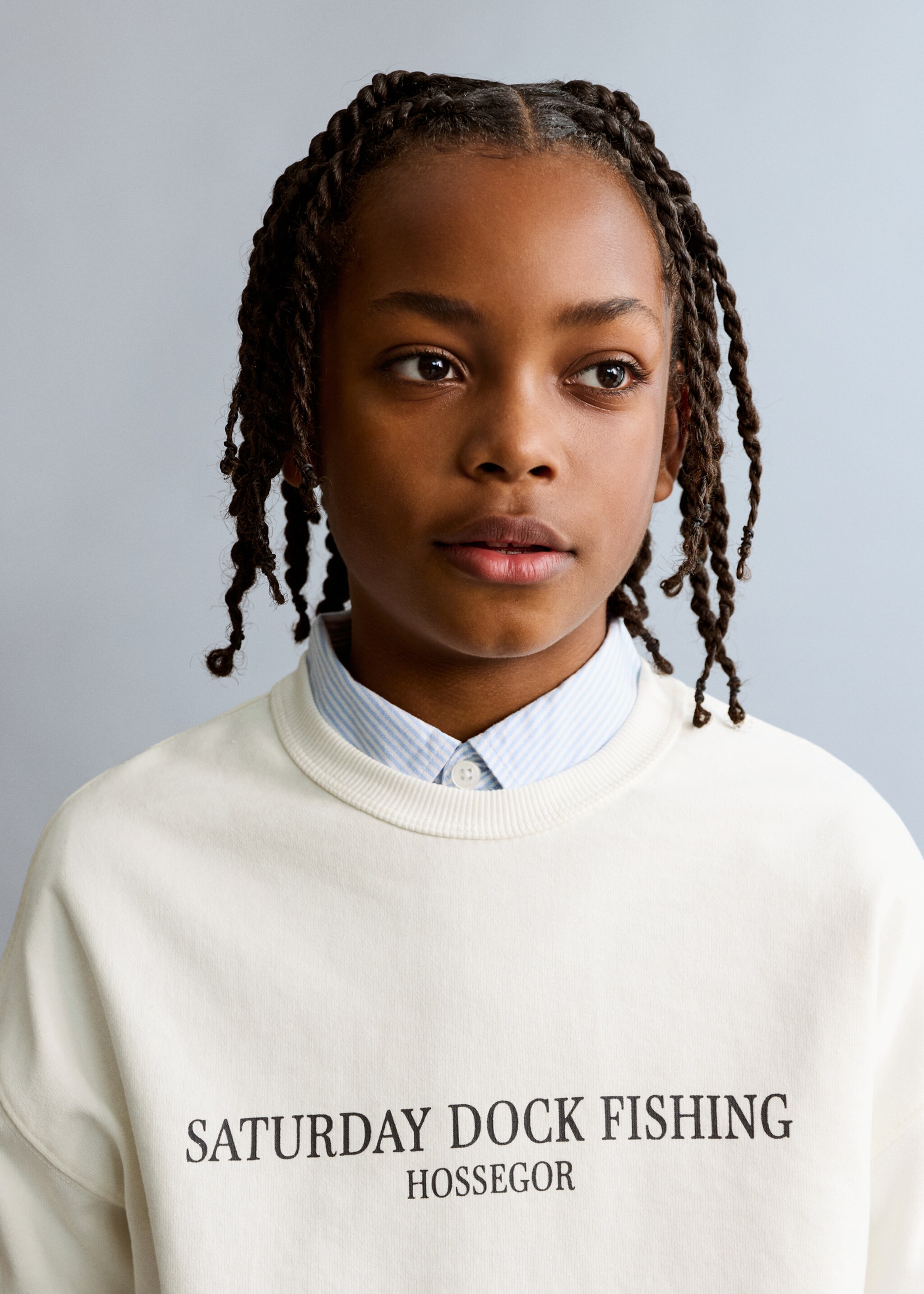 Sweat-shirt coton imprimé - Détail de l'article 1, Blanc cassé. Ref: 27055149-00.