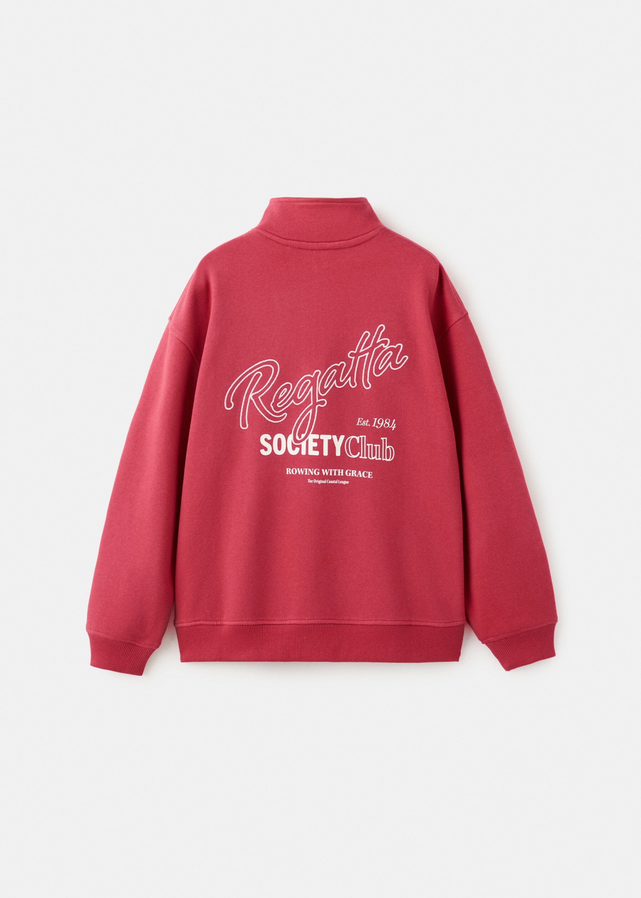 Perkins-neck cotton sweater - Reverse of the article, Red. Ref: 27055150-00.