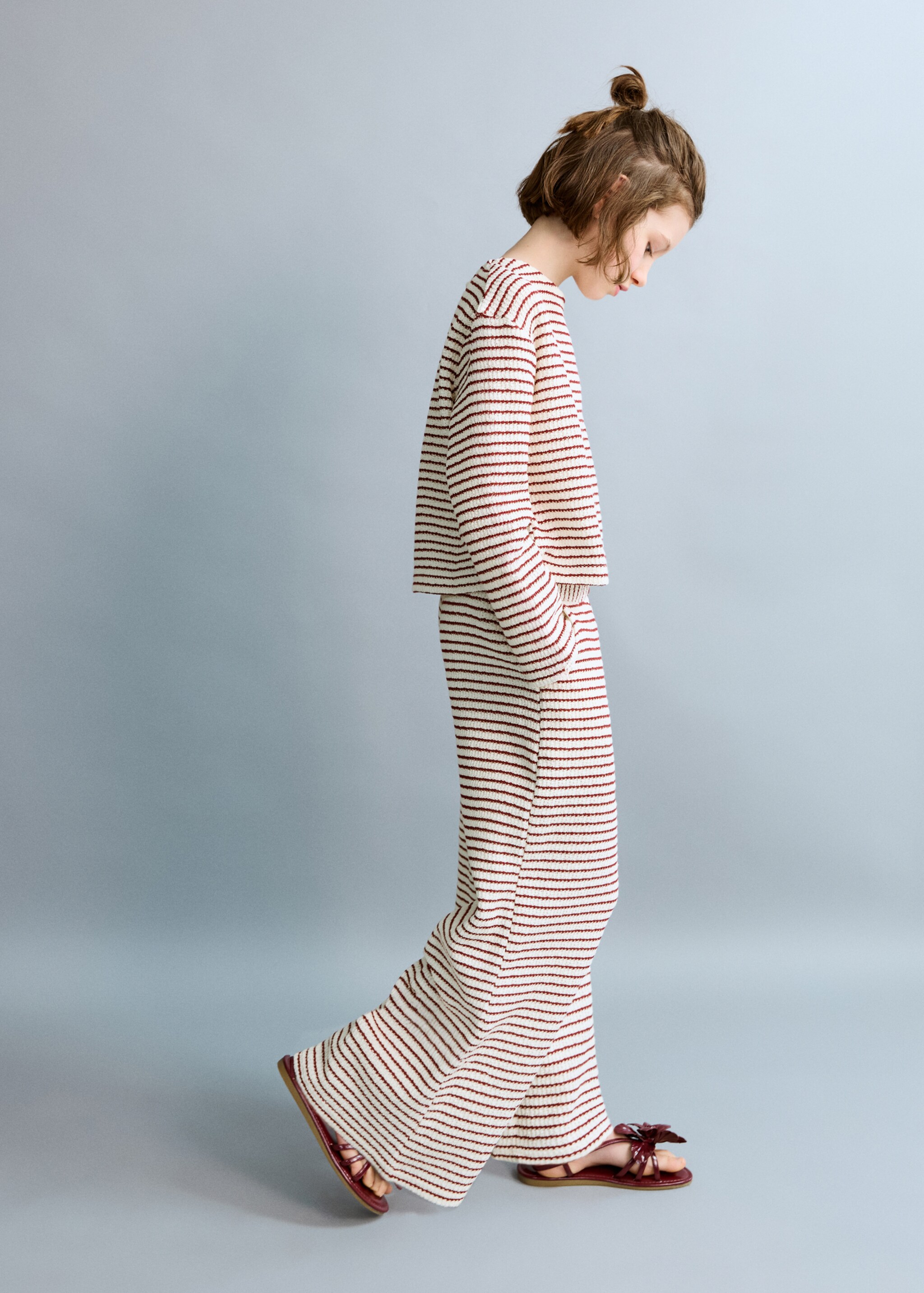 Pantalón punto rayas - Plano medio, Rojo. Ref: 27055155-00.