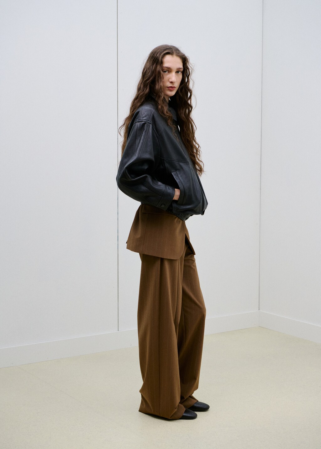 Pinstripe suit trousers