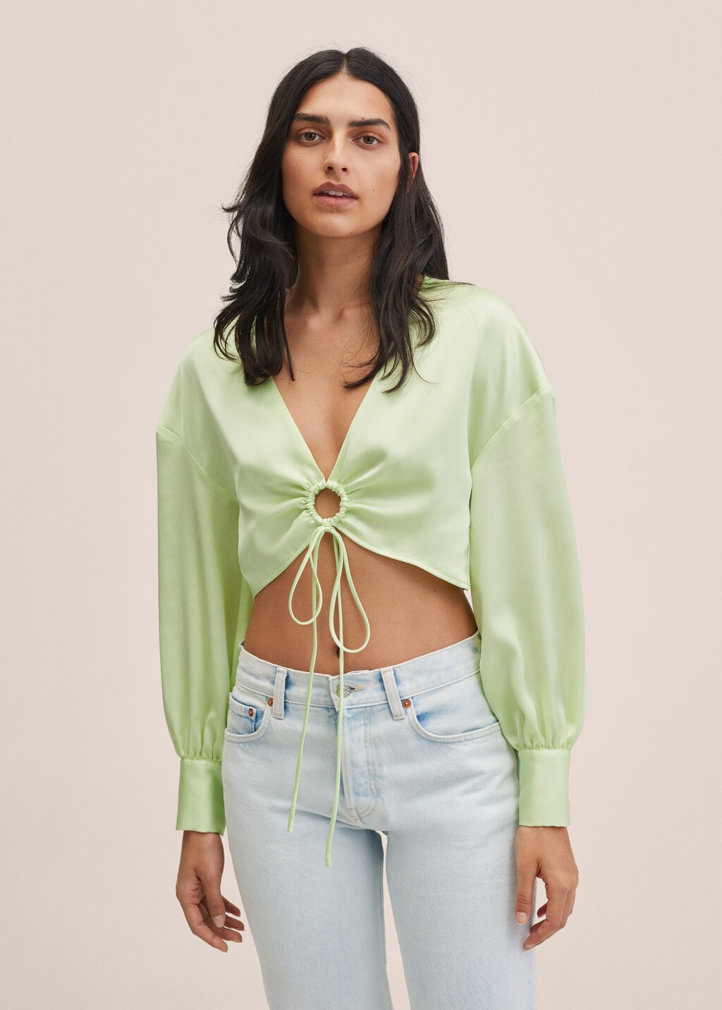 satin crop blouse