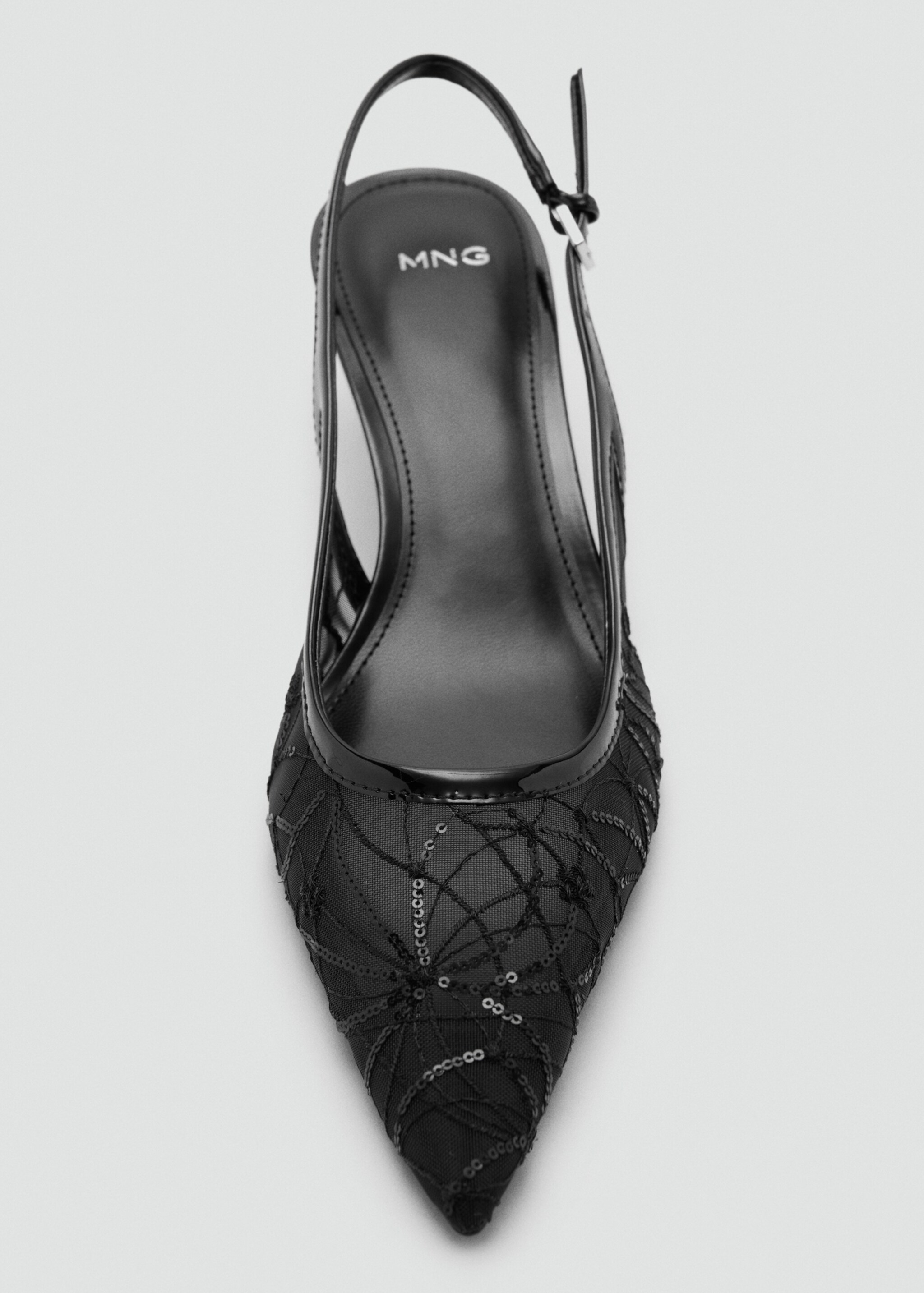 Kitten-heel shoes embroidered with sequins - Details of the article 2, Black. Ref: 27055817-00.