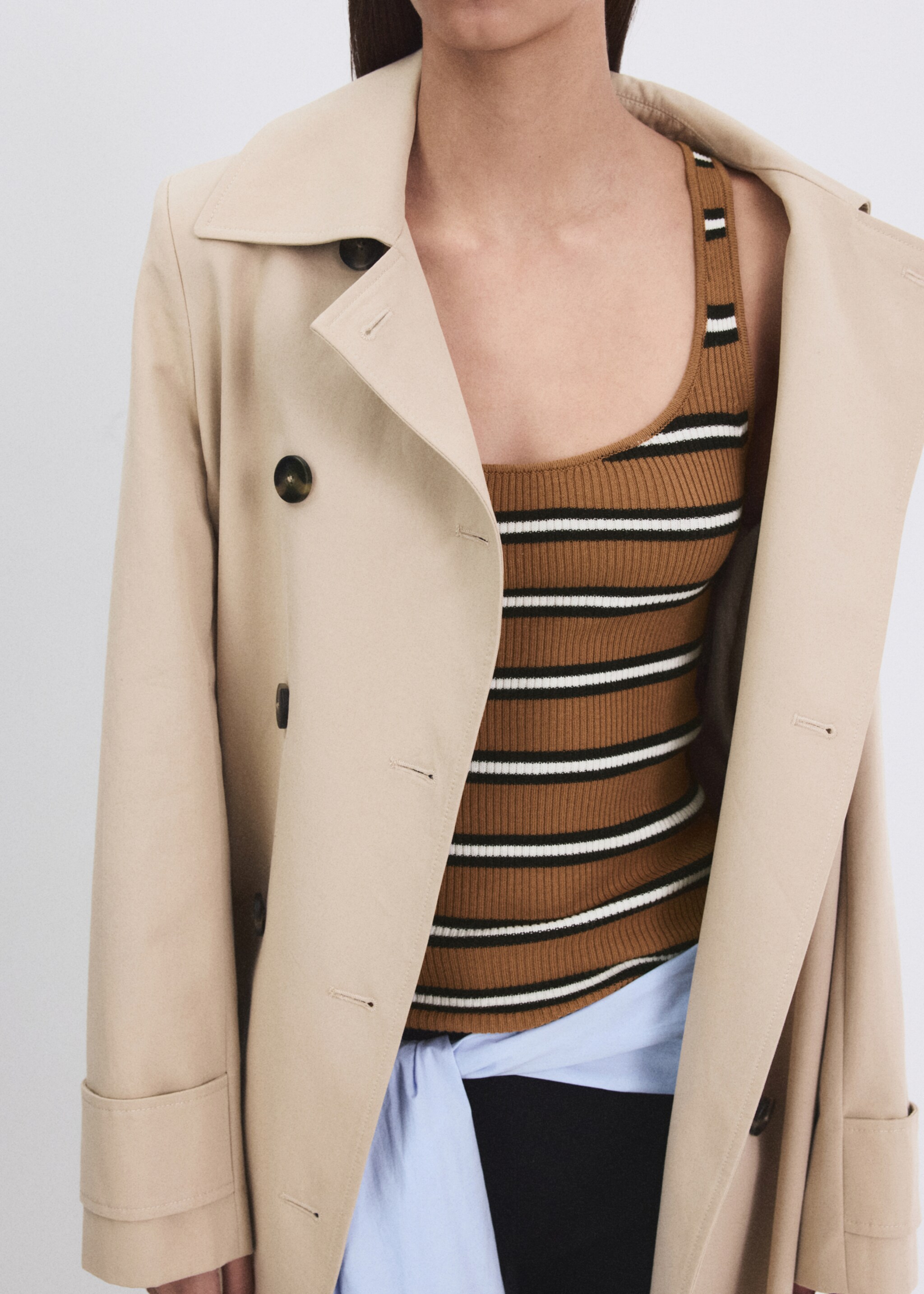 Top maille à rayures - Plan moyen, Caramel. Ref: 27055818-00.