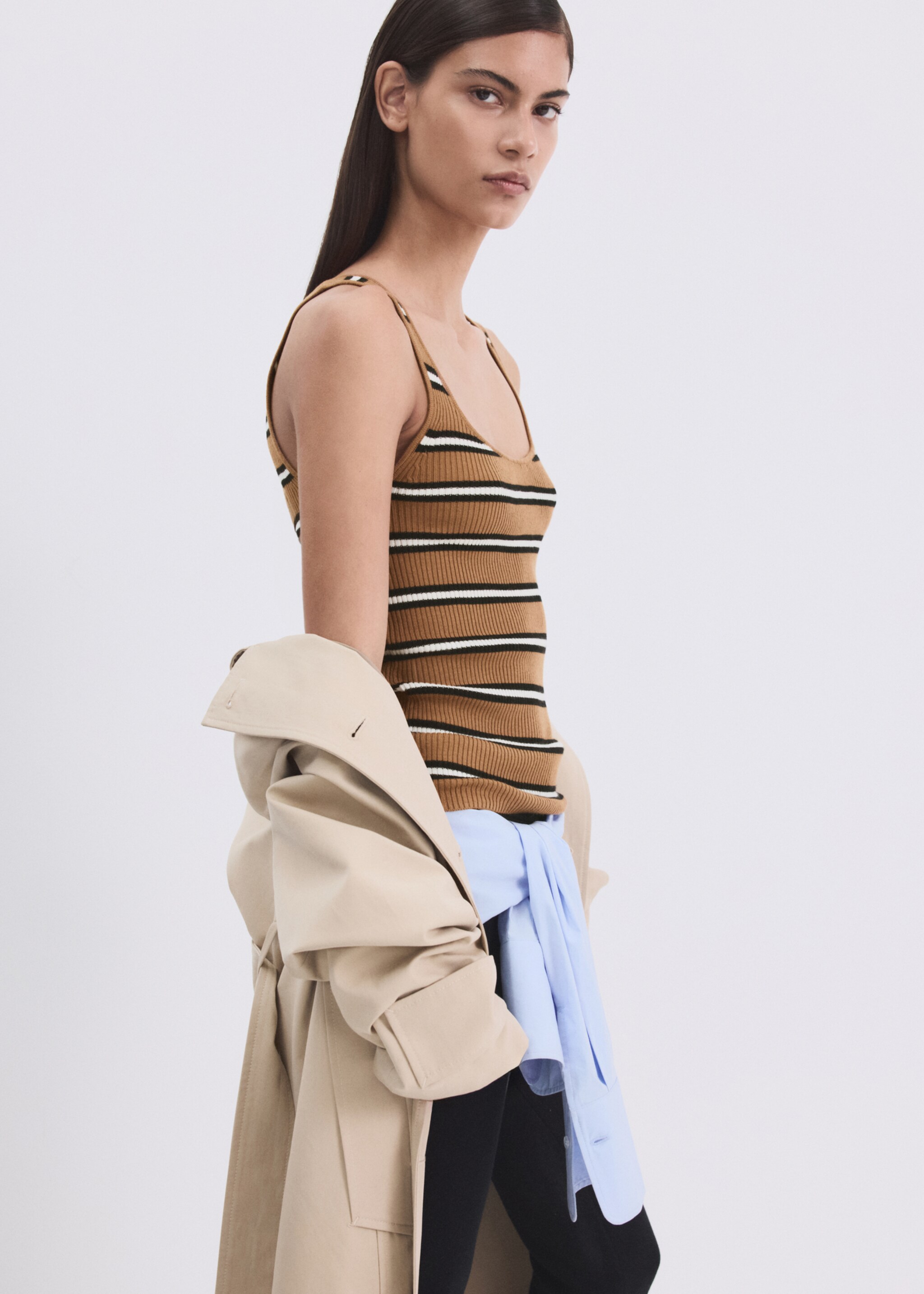 Top maille à rayures - Détail de l'article 1, Caramel. Ref: 27055818-00.