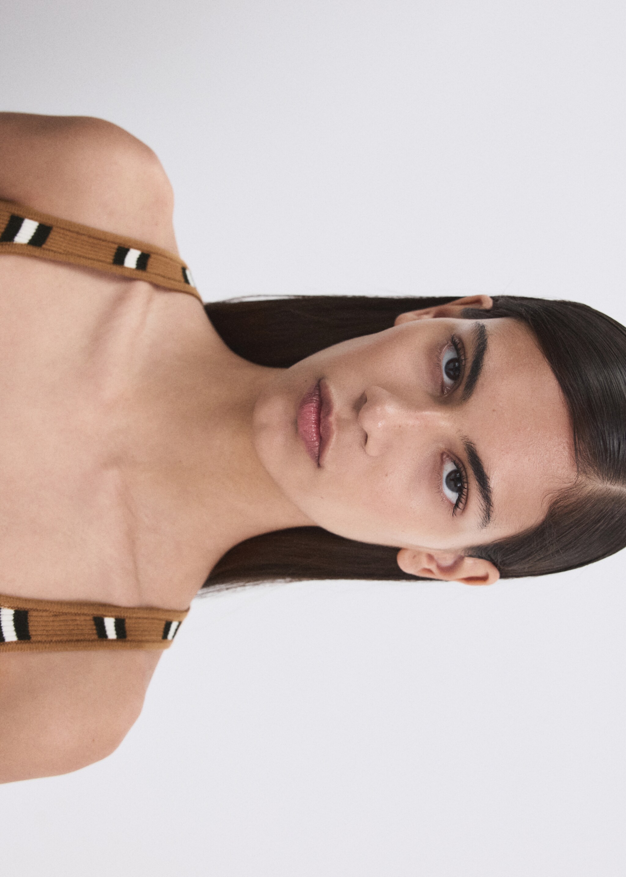 Top maille à rayures - Détail de l'article 6, Caramel. Ref: 27055818-00.