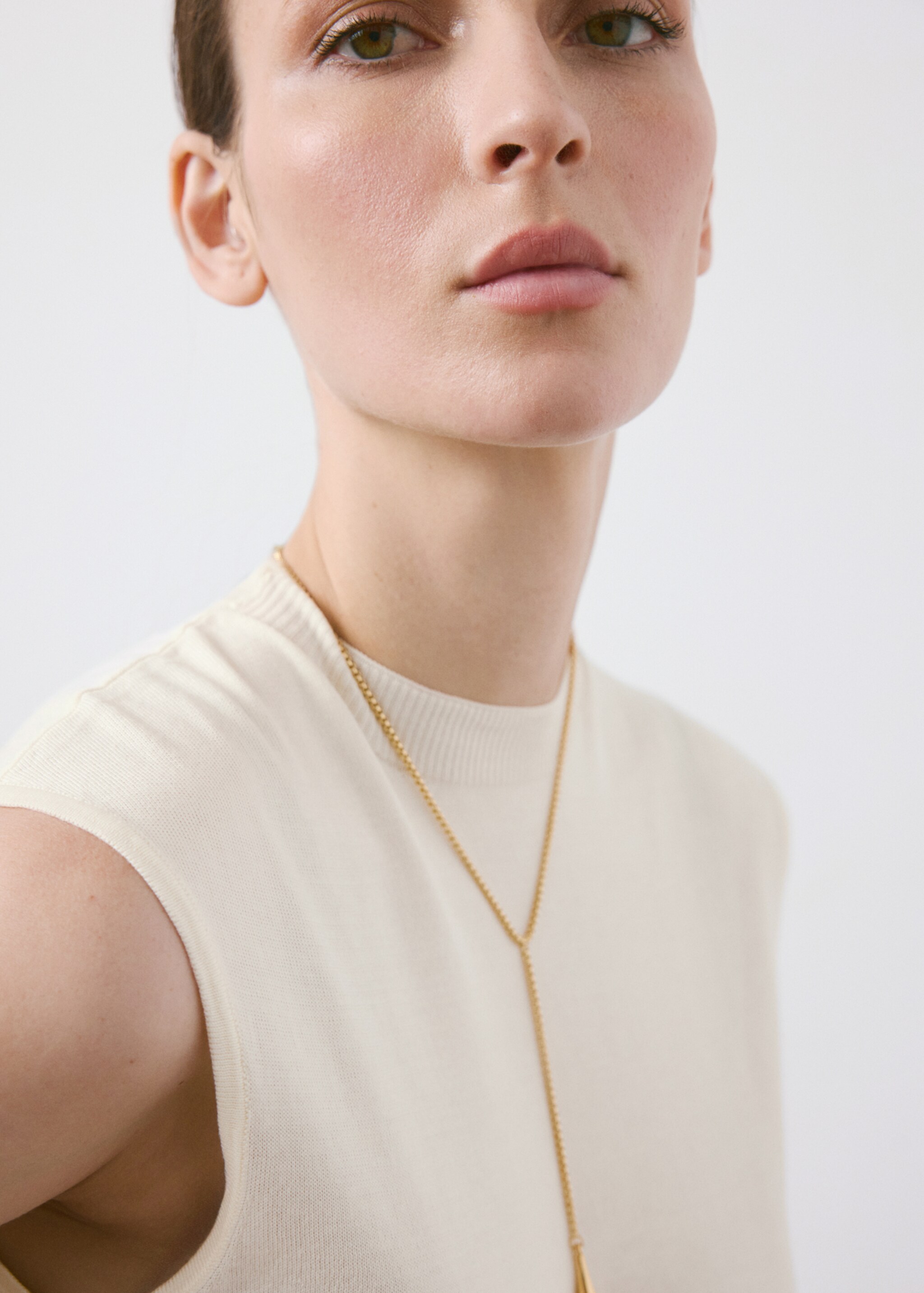 Top maille froncé sur le côté - Détail de l'article 1, Écru. Ref: 27055819-00.