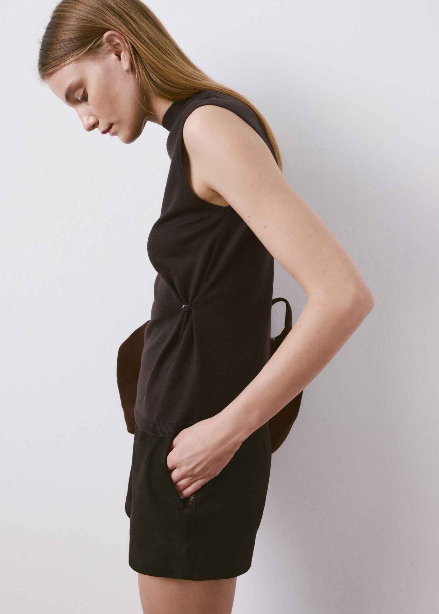 Top maille froncé sur le côté - Plan moyen