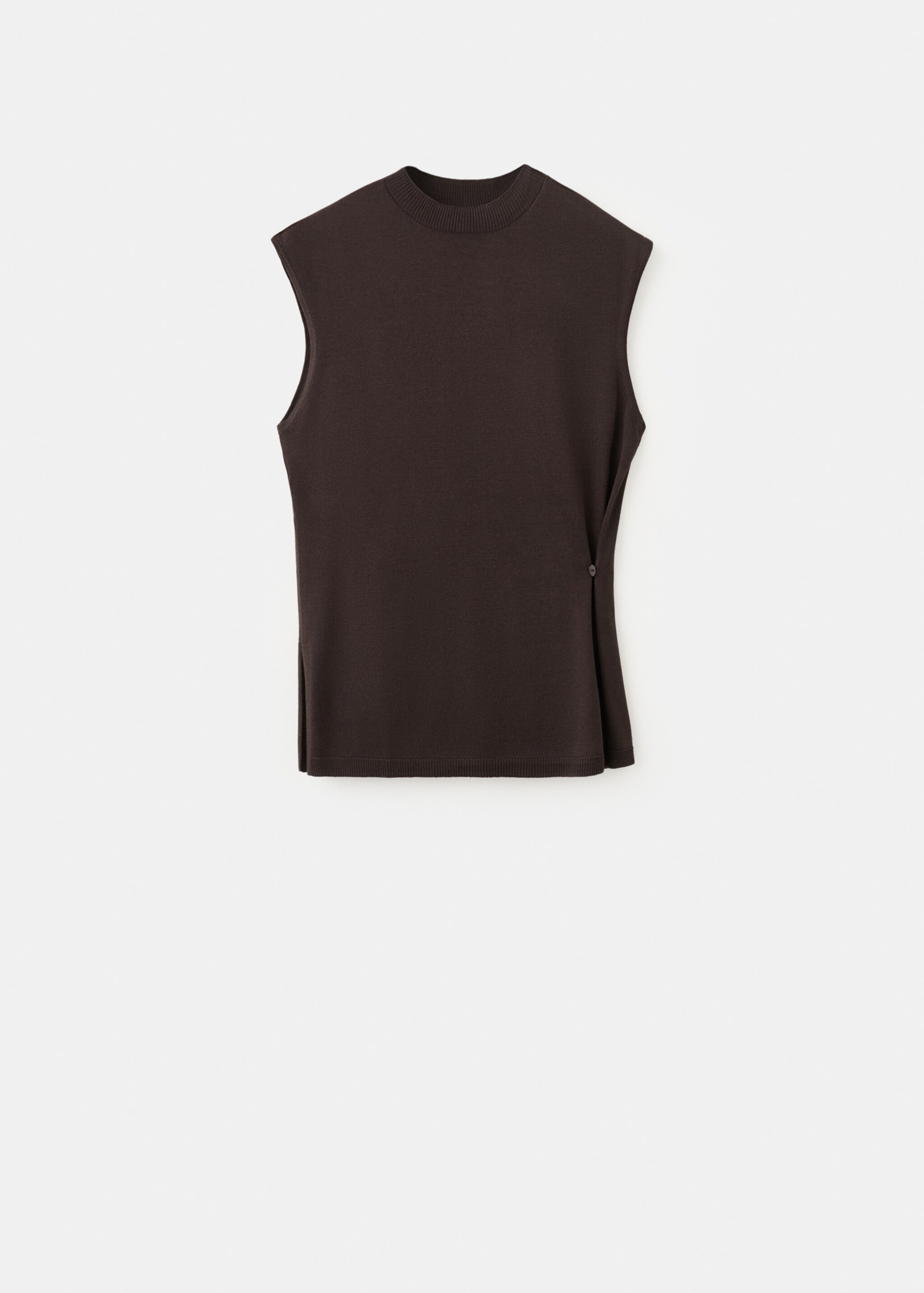Top maille froncé sur le côté - Article sans modèle, Chocolat. Ref: 27055819-00.