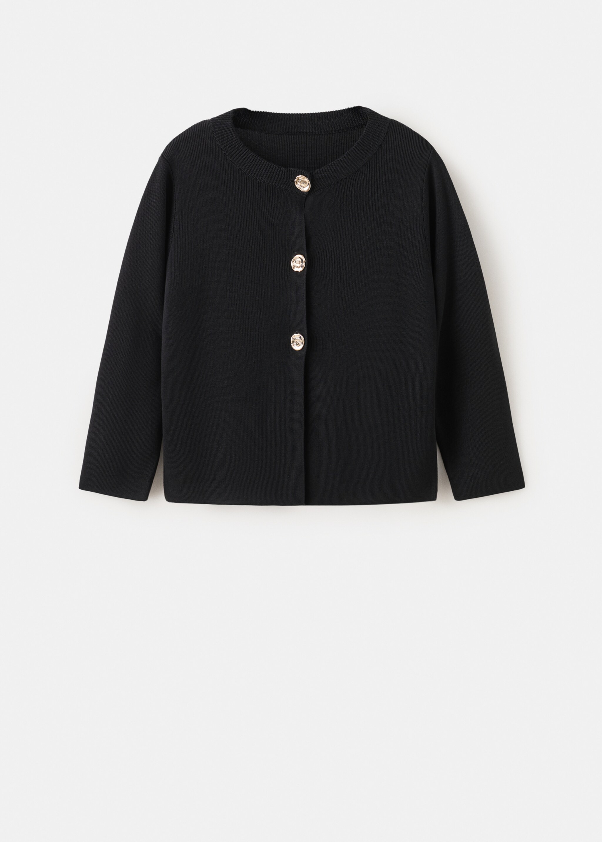 Knitted cardigan with jewel button - Article without model, Black. Ref: 27055822-00.