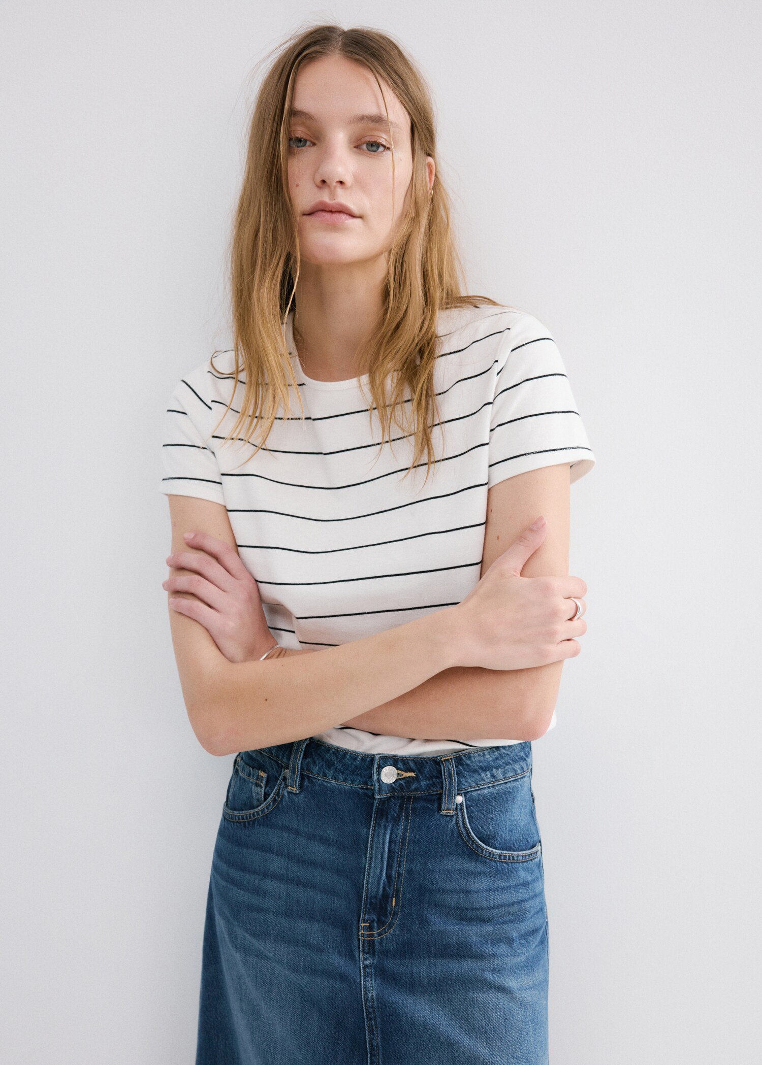 Camiseta algodón rayas - Plano medio