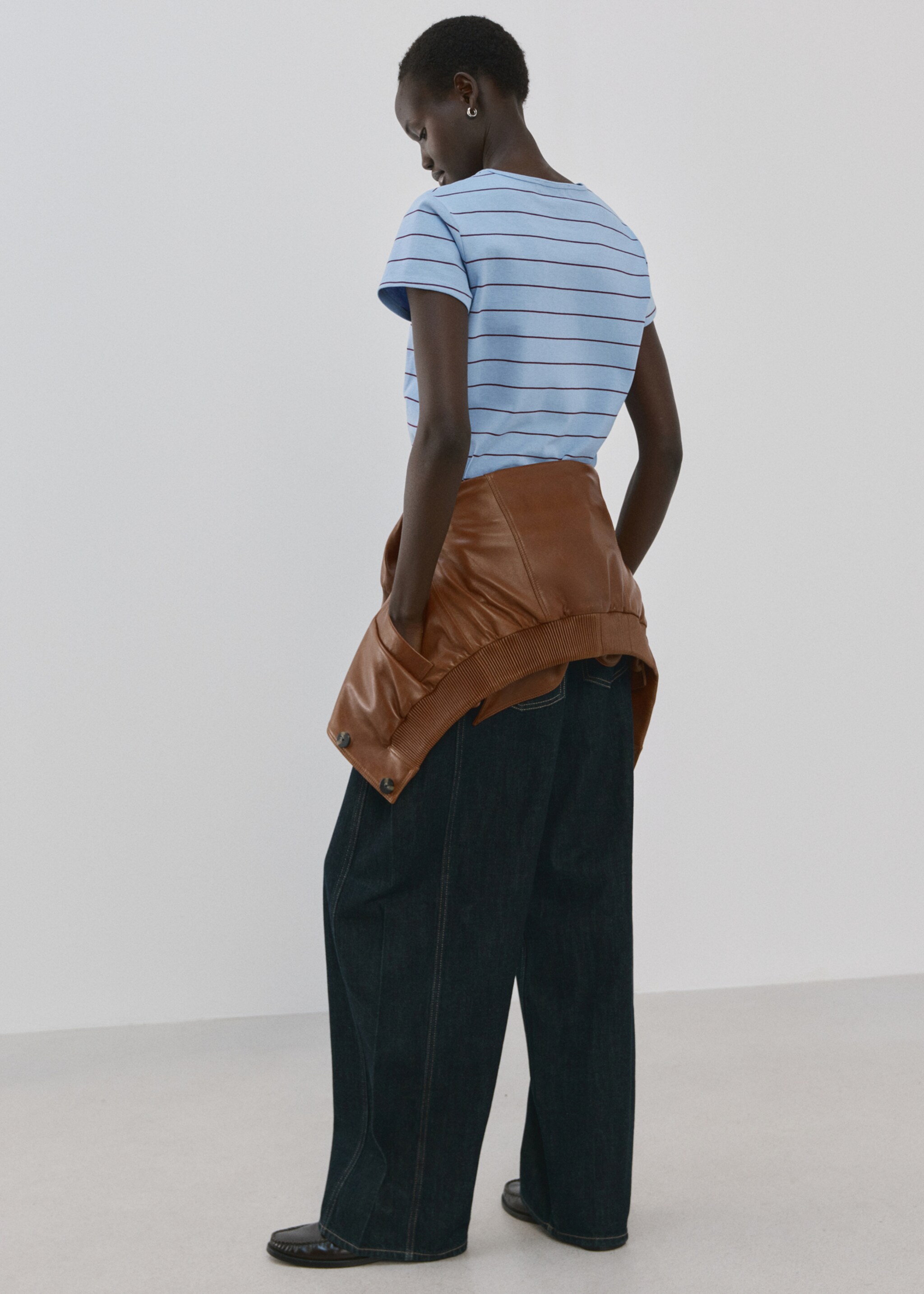 Camiseta algodón rayas - Reverso del artículo, Azul. Ref: 27055823-00.