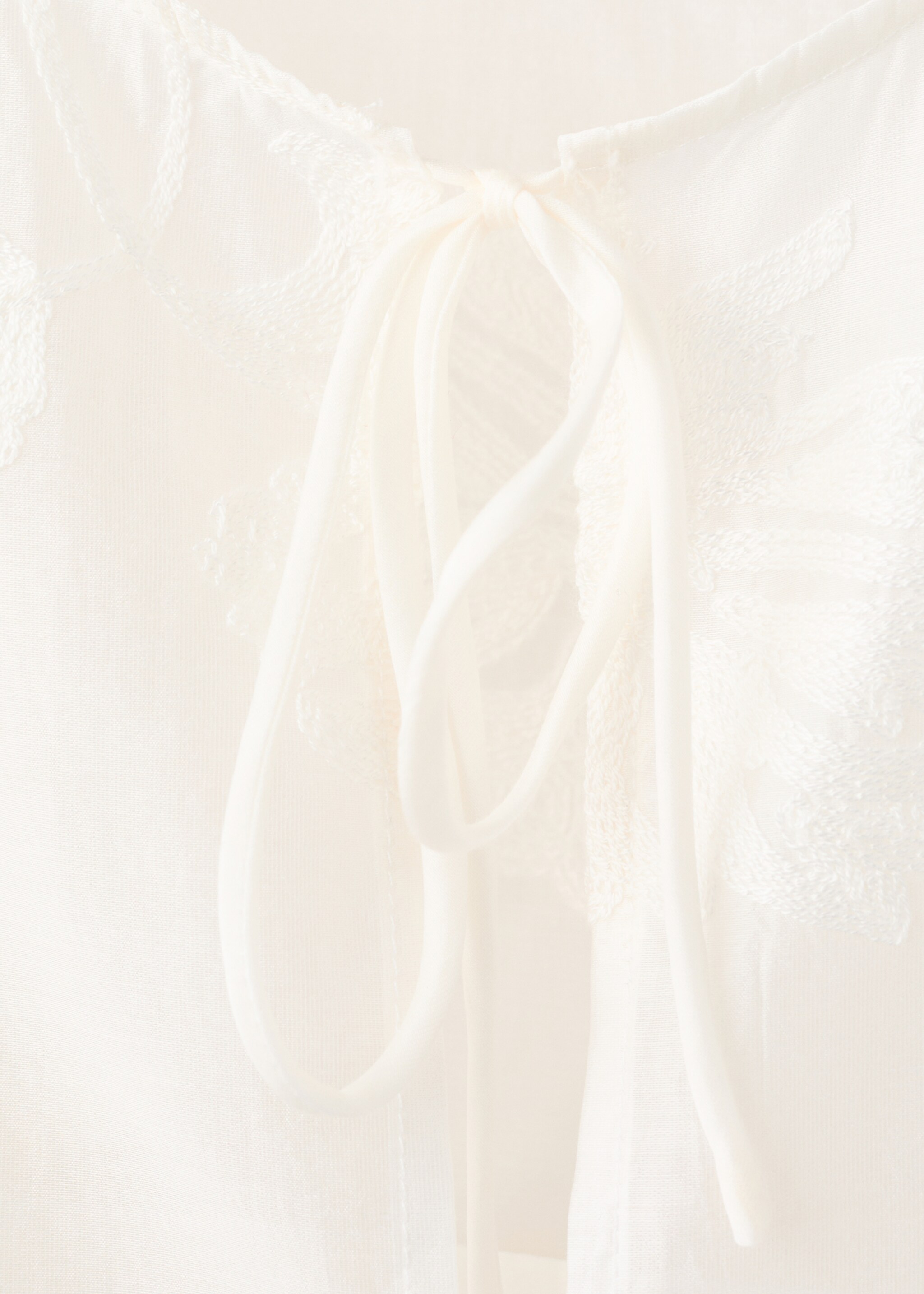 Floral embroidered lyocell blouse - Details of the article 8, Off White. Ref: 27055830-00.