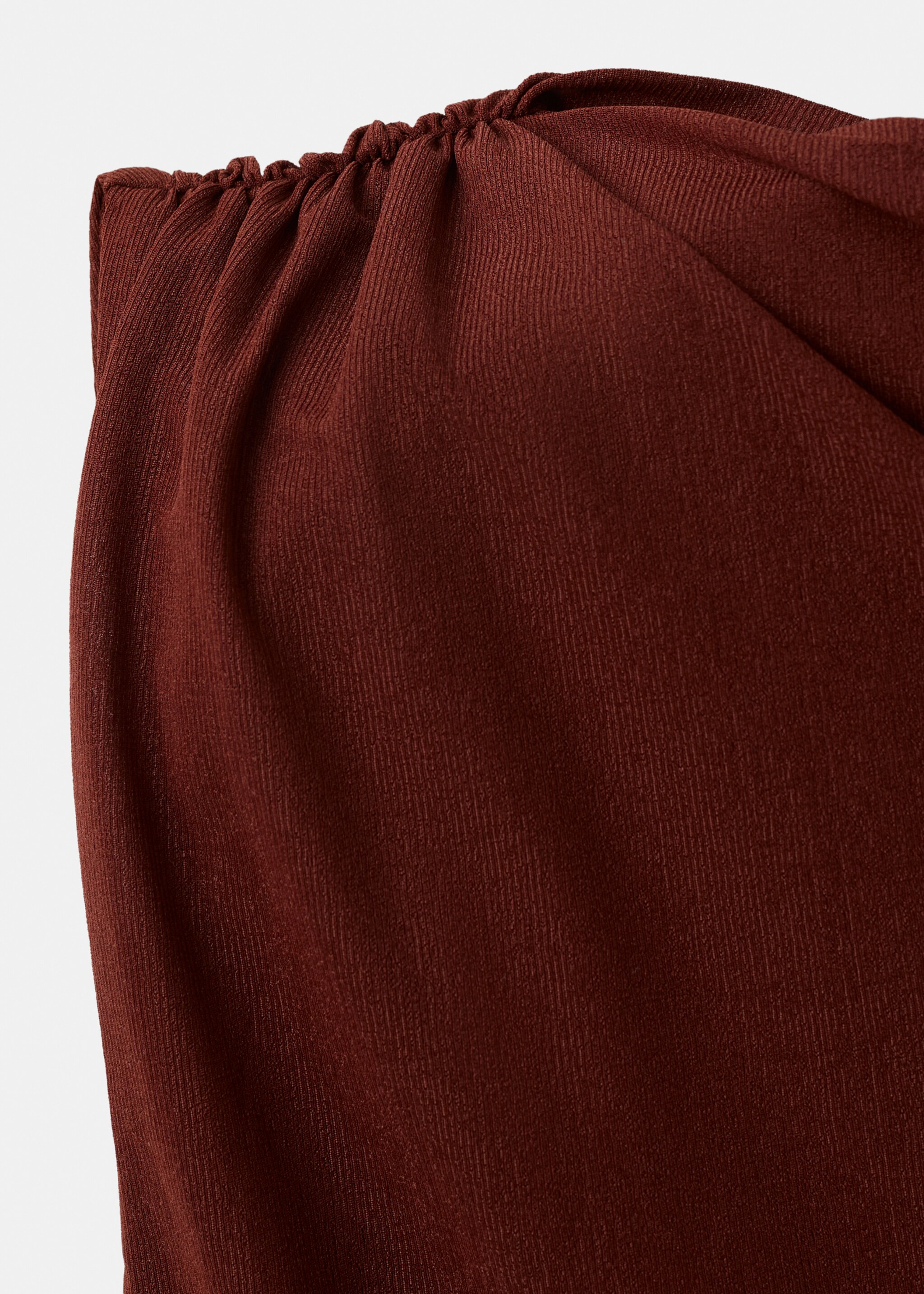 T-shirt asymétrique détails froncés - Détail de l'article 0, Rouge-orangé. Ref: 27055832-00.