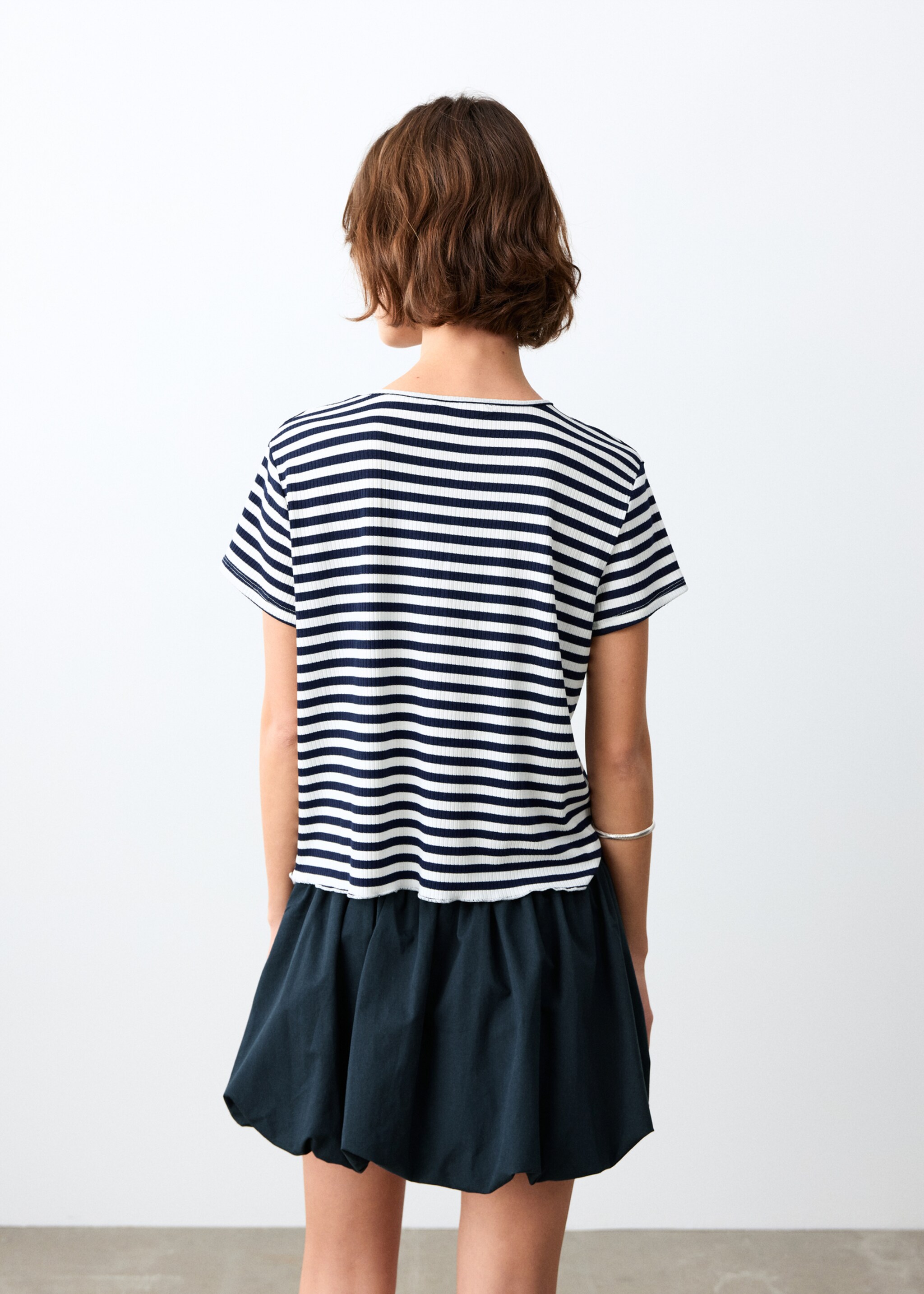 Camiseta manga corta rayas - Reverso del artículo, Azul marino. Ref: 27055836-00.