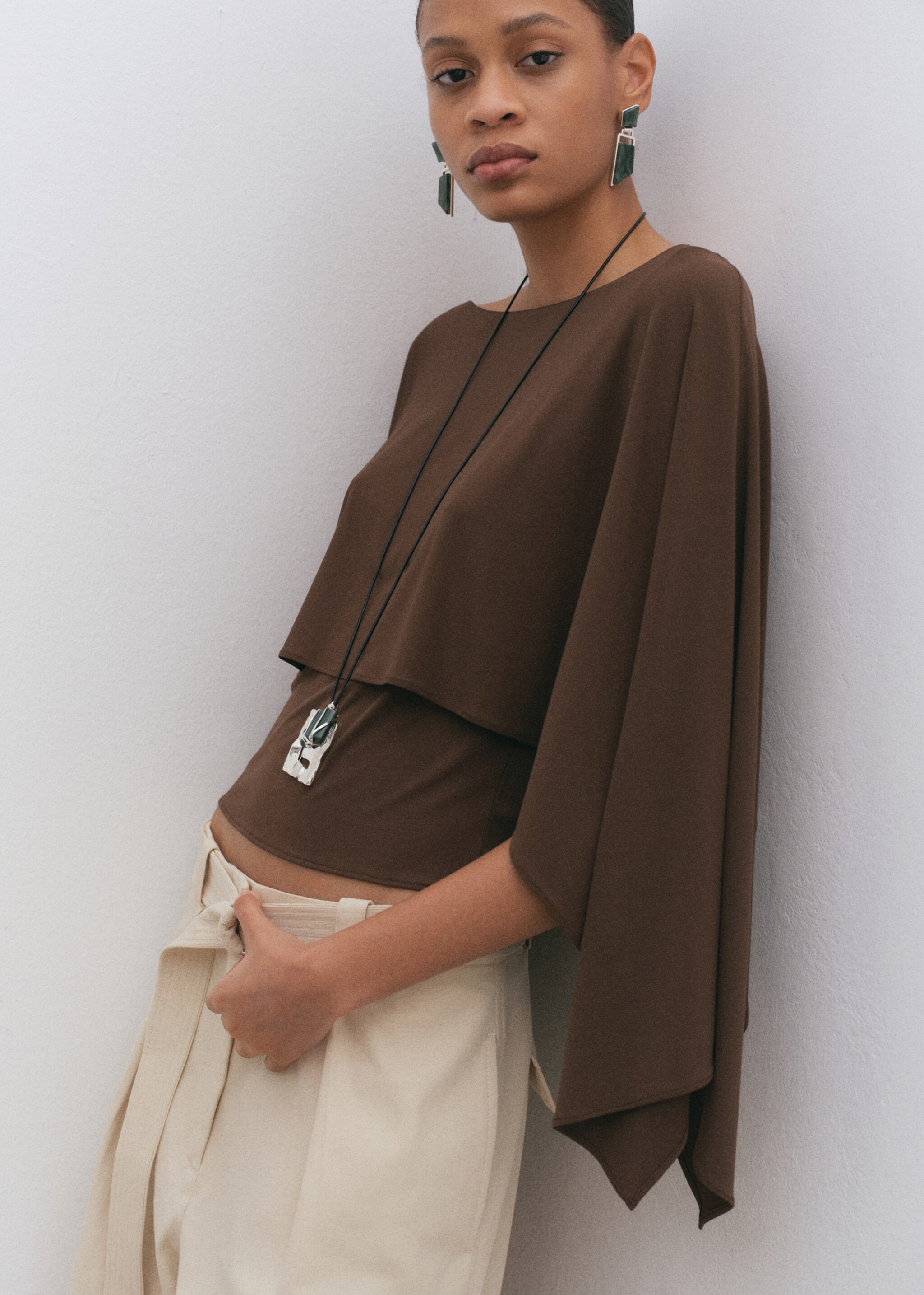 بلوزة .-- lina - رؤية وسط, بني. Ref: 27055838-00.