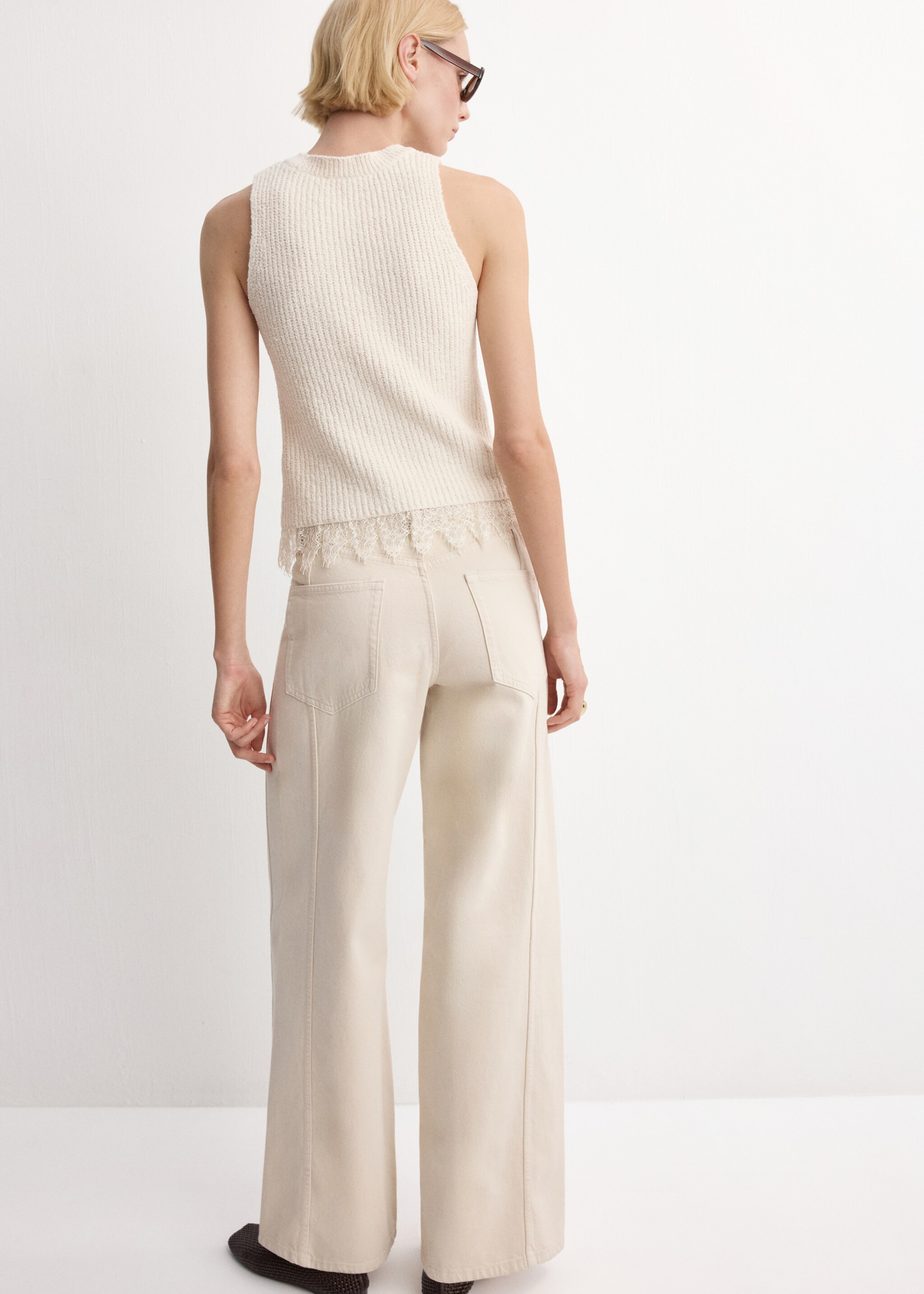 Top punto ribete encaje - Reverso del artículo, Crudo. Ref: 27055839-00.