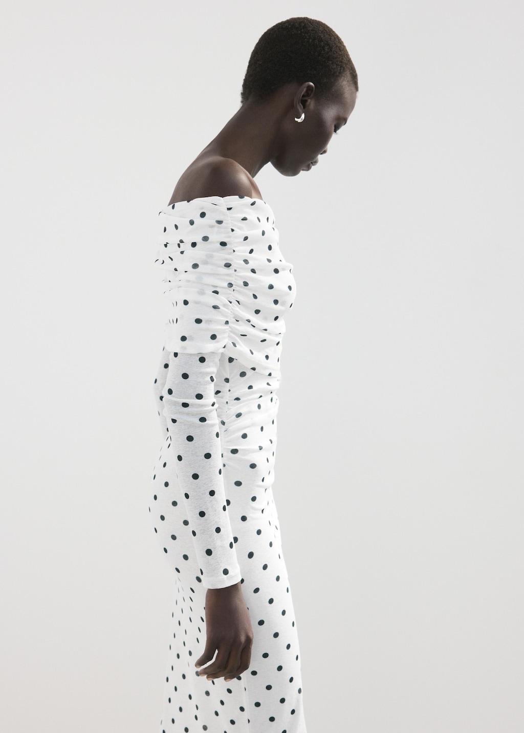 Polka-dot strapless dress
