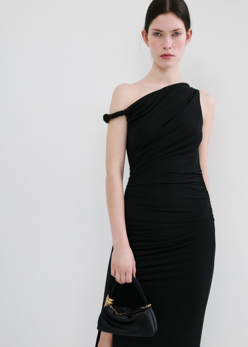 Asymmetrical dress with side slit - image 4