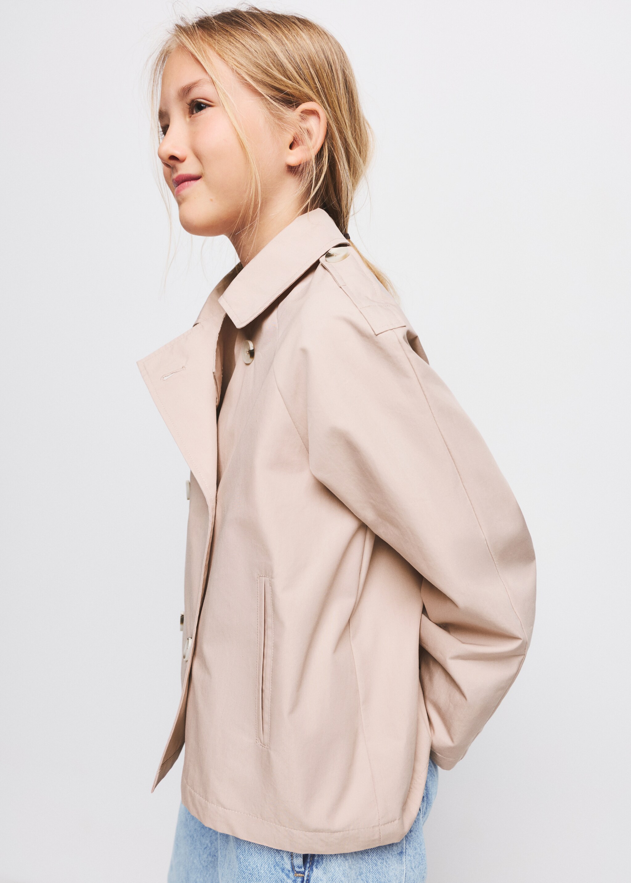 Double-breasted trench coat - Medium plane, Pink. Ref: 27055928-00.