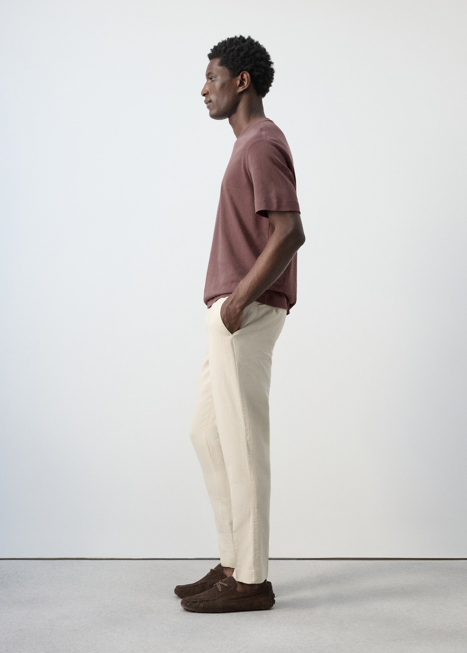 Slim-fit cotton linen trousers - Details of the article 2
