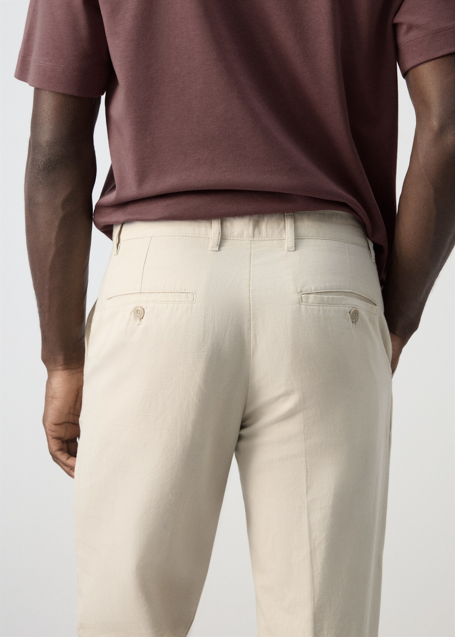 Slim-fit cotton linen trousers - Details of the article 6