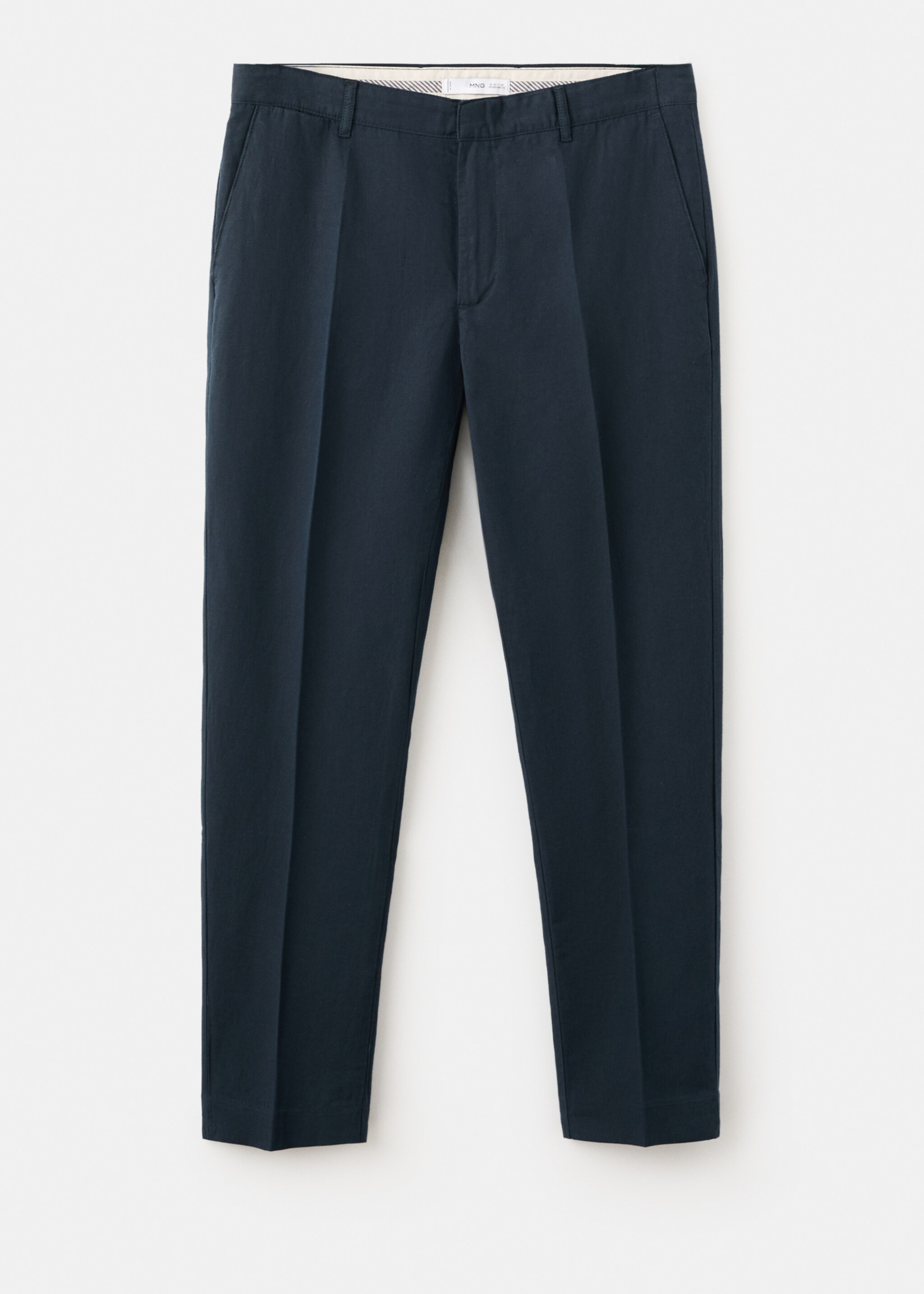 Slim-fit cotton linen trousers - Article without model, Navy. Ref: 27055931-00.