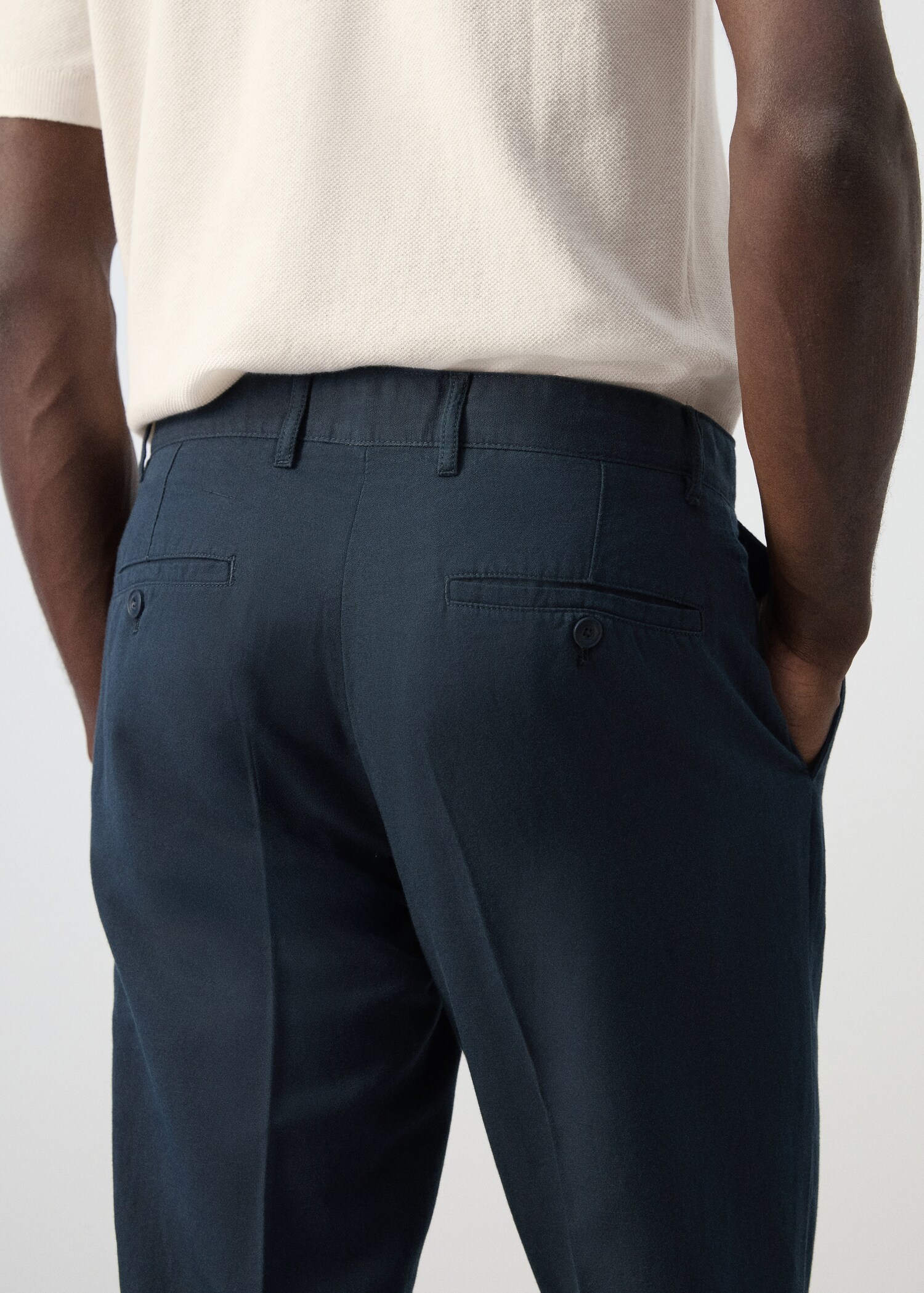 Slim-fit cotton linen trousers - Details of the article 6