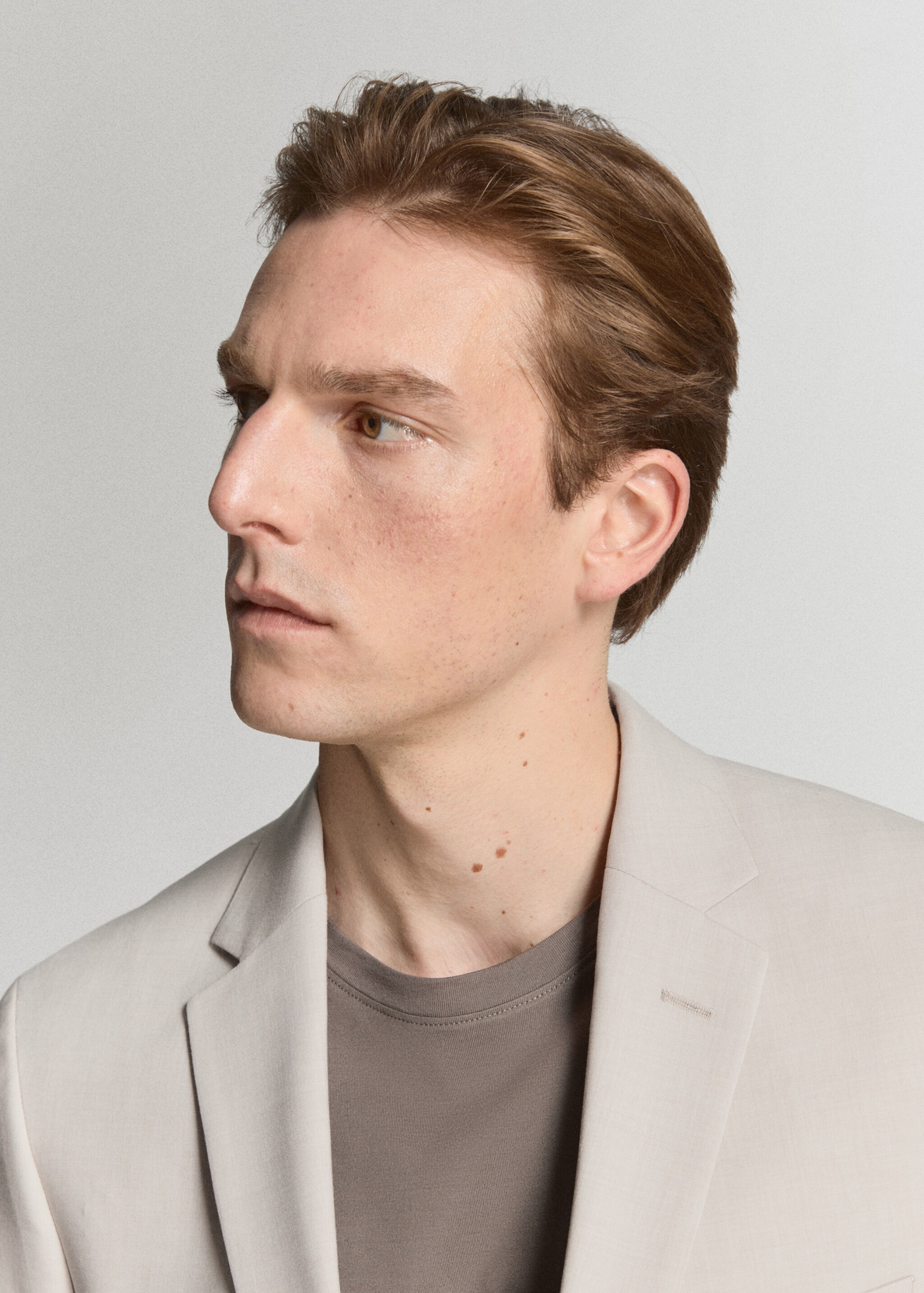 Super slim-fit suit jacket in stretch fabric - Details of the article 1, Ecru. Ref: 27055932-00.