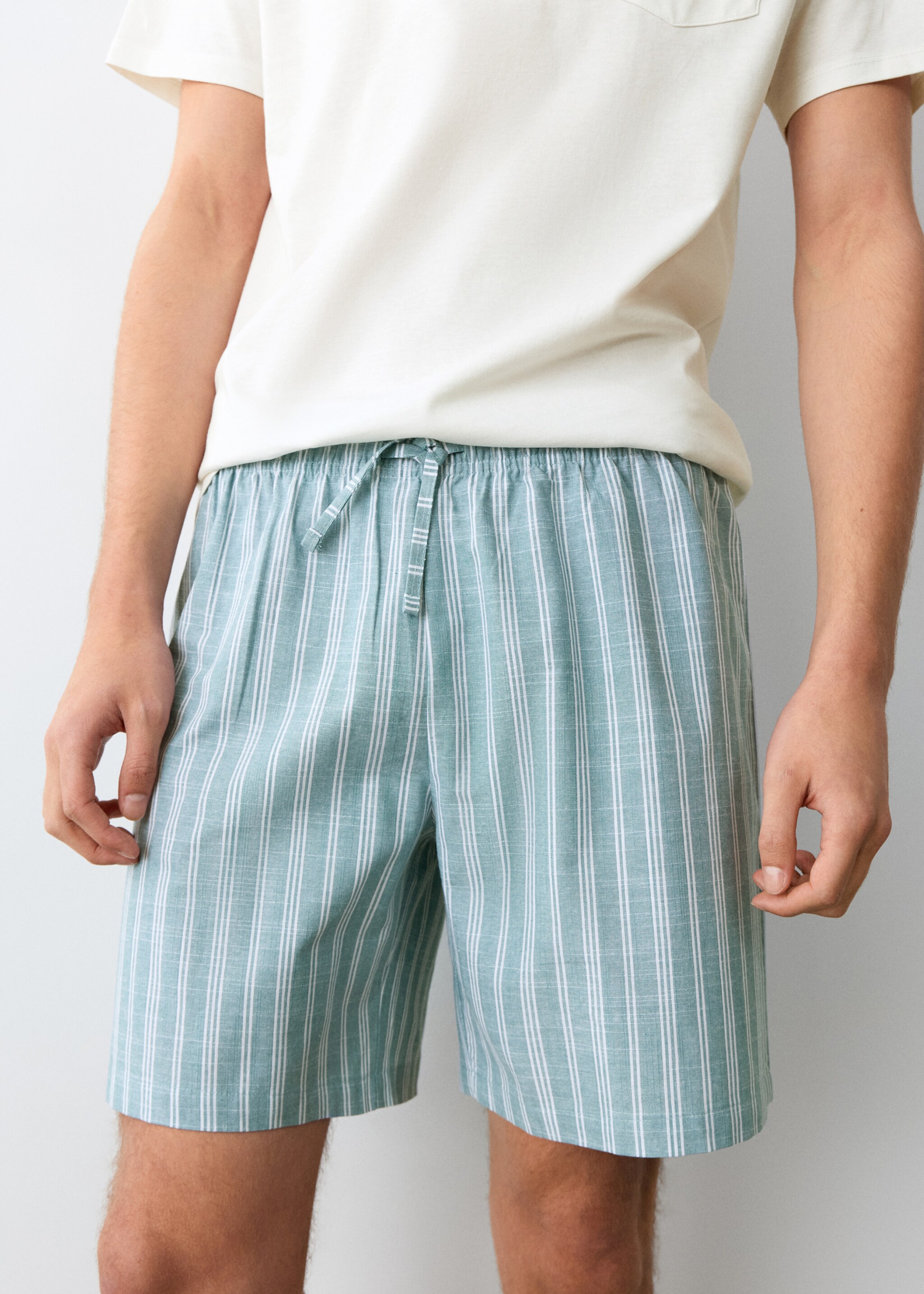 Pyjama court coton rayures - Détail de l'article 6, Vert. Ref: 27055933-00.
