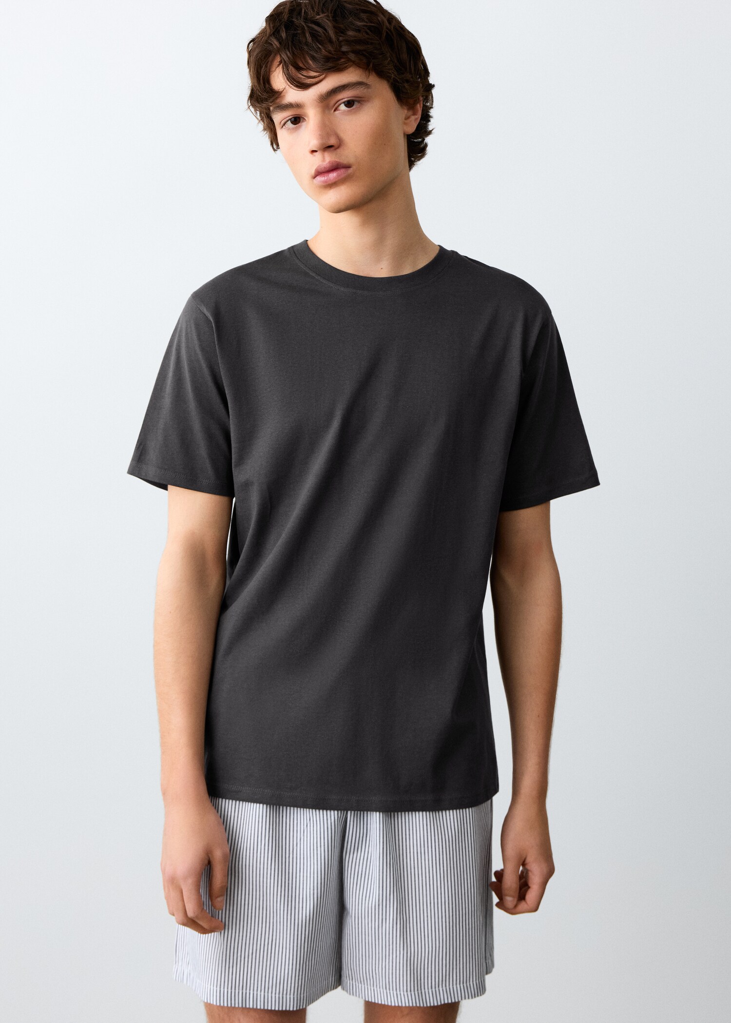 Pyjama court coton rayures - Plan moyen