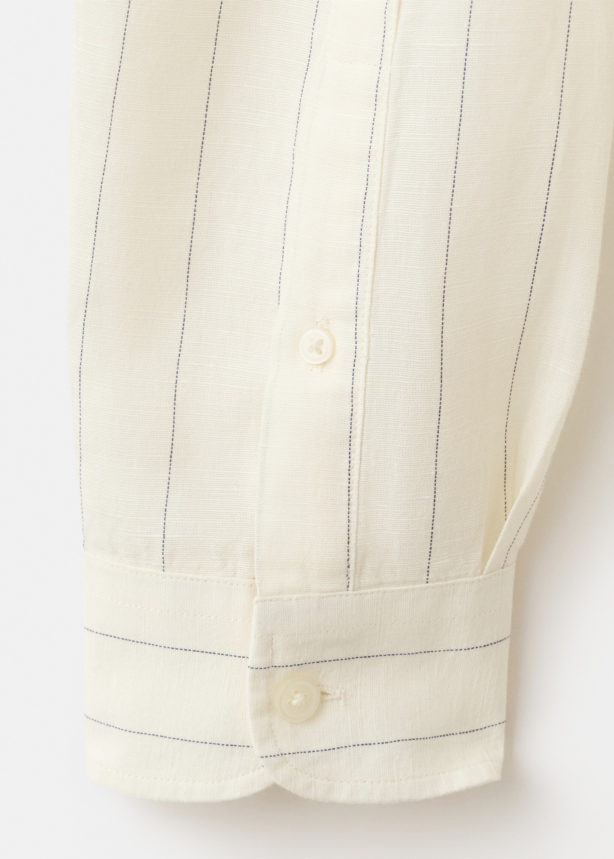 Camisa rayas mezcla lino y algodón - Detalle del artículo 8, Crudo. Ref: 27055941-00.