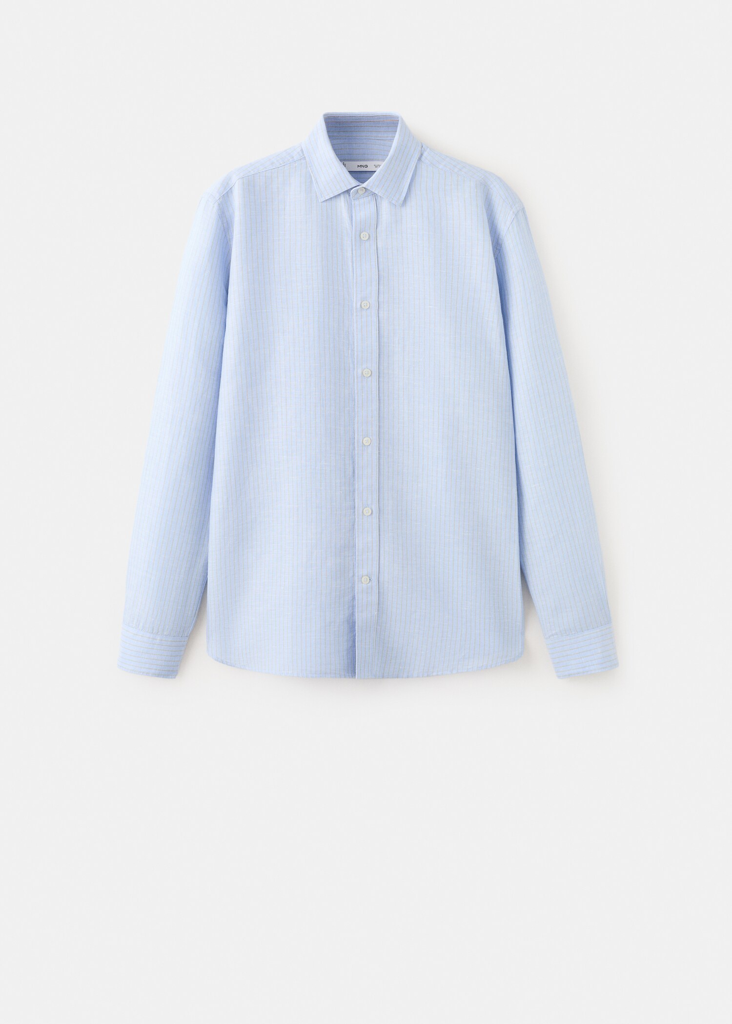 Regular-fit striped cotton-linen shirt - Article without model