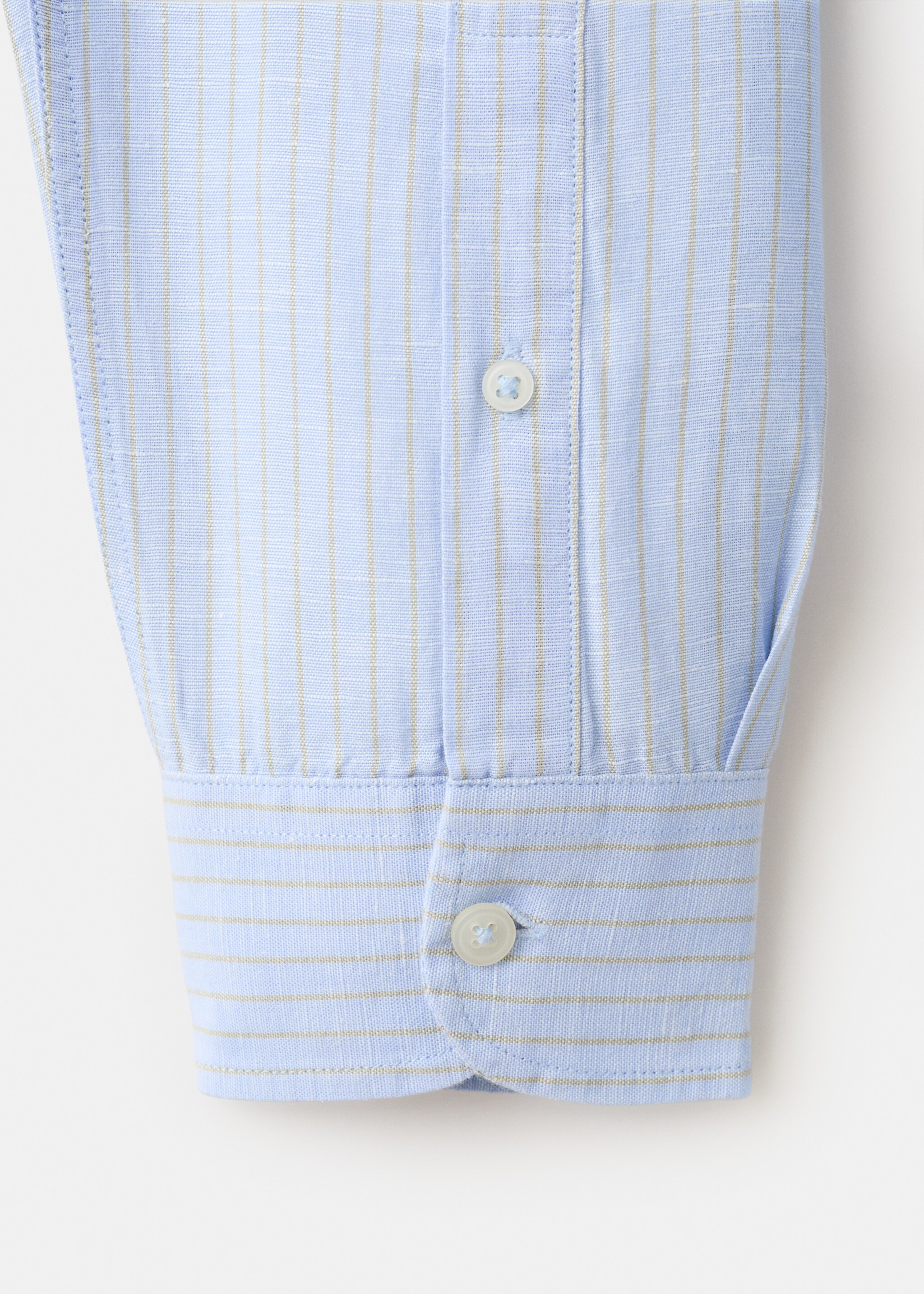 Regular-fit striped cotton-linen shirt - Details of the article 0, Sky Blue. Ref: 27055941-00.