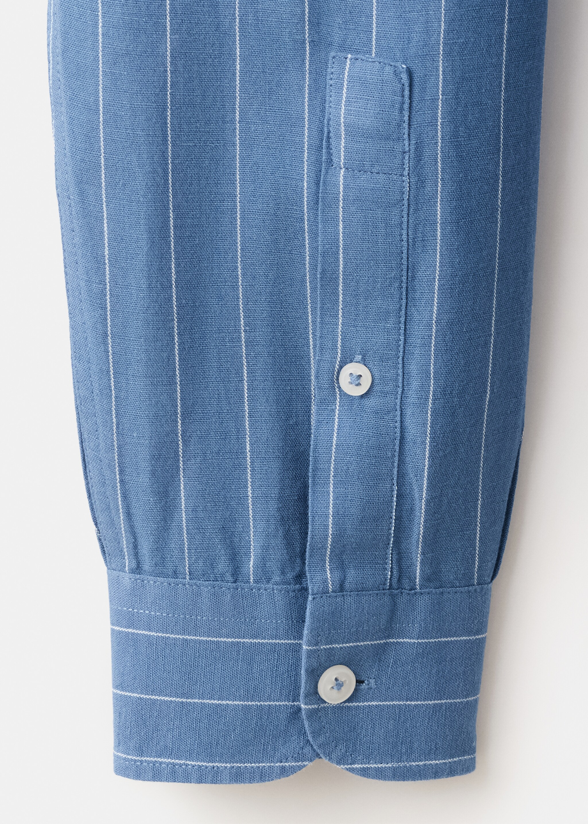 Camisa rayas mezcla lino y algodón - Detalle del artículo 0, Azul tinta. Ref: 27055941-00.