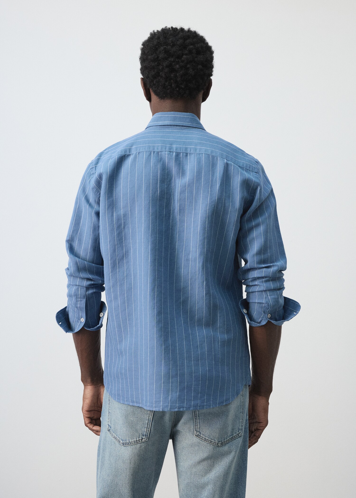 Regular-fit striped cotton-linen shirt - Reverse of the article