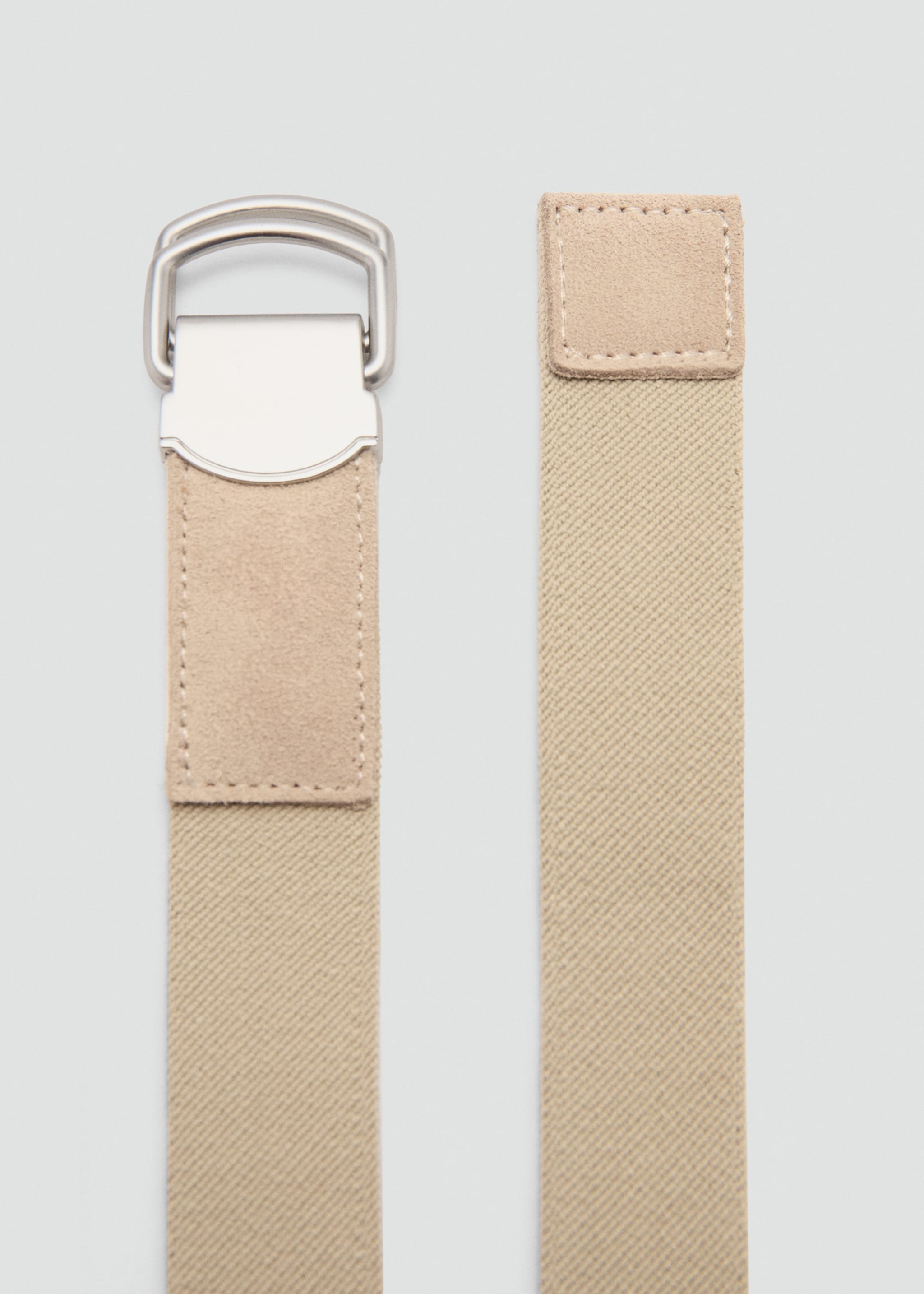 Leather mixed belt - Details of the article 1, Beige. Ref: 27055943-00.