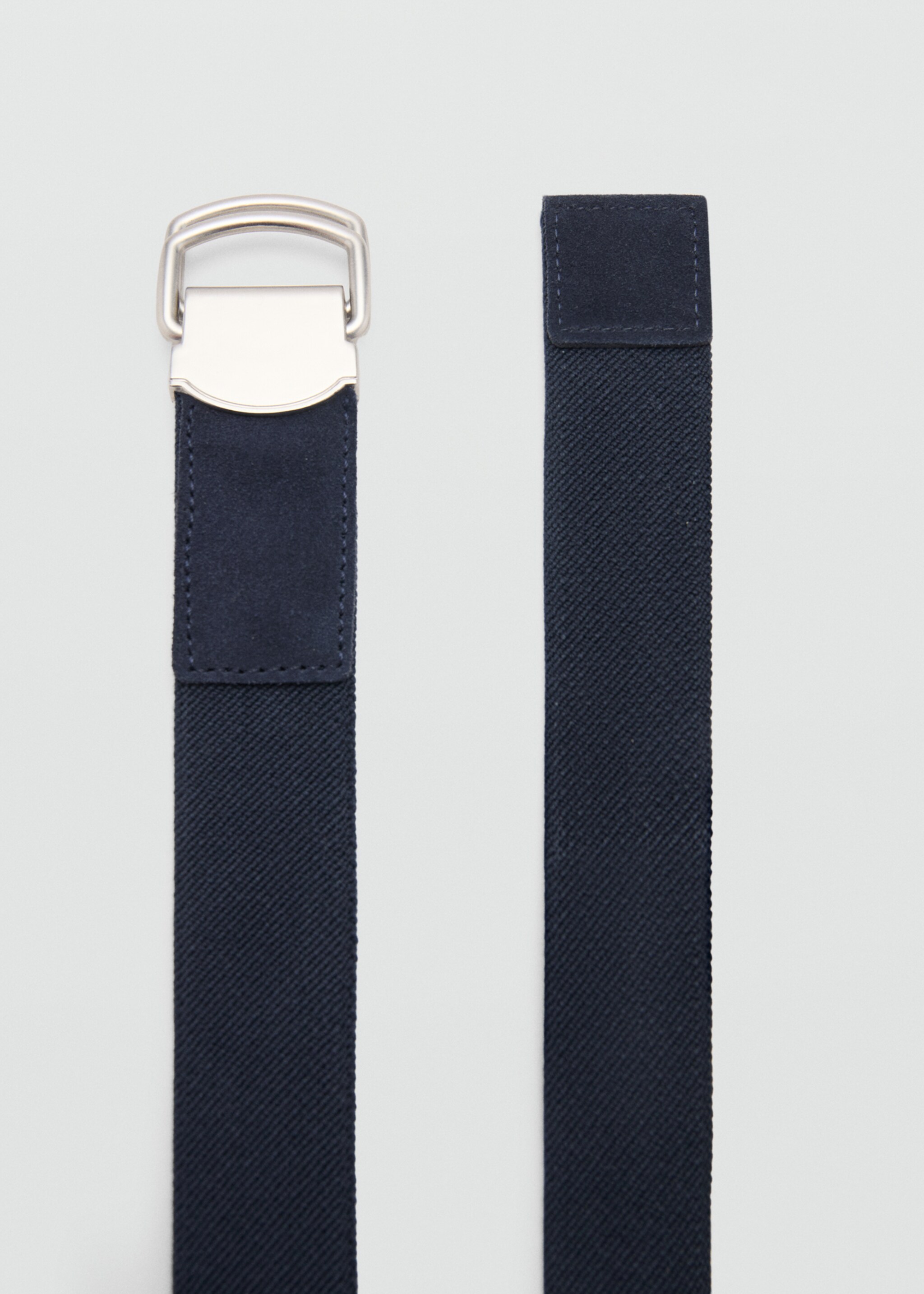 Leather mixed belt - Details of the article 1, Navy. Ref: 27055943-00.