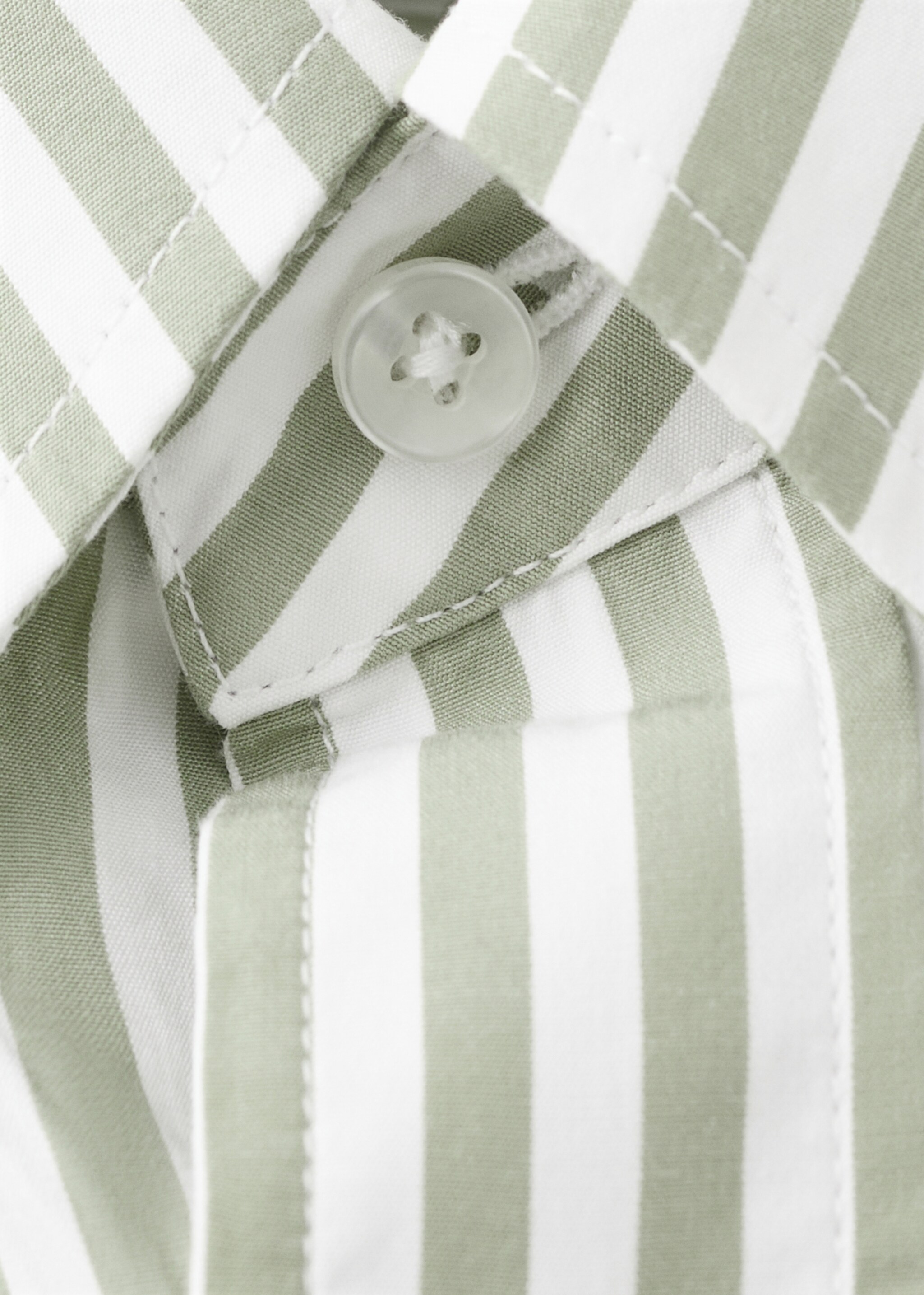 Regular-fit striped 100% cotton shirt - Details of the article 8, Pastel Green. Ref: 27055945-00.