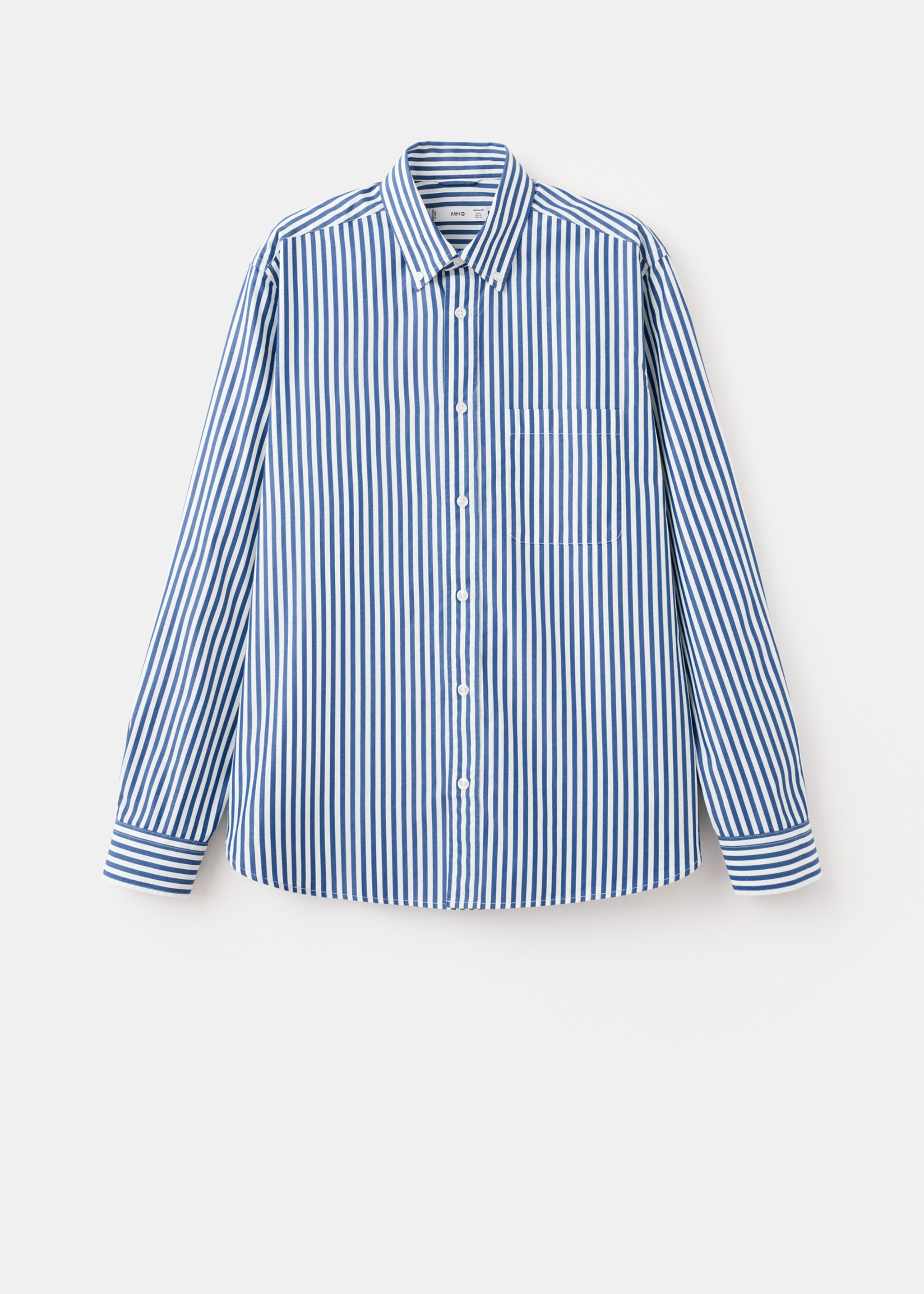Regular-fit striped 100% cotton shirt - Article without model, Vibrant blue. Ref: 27055945-00.