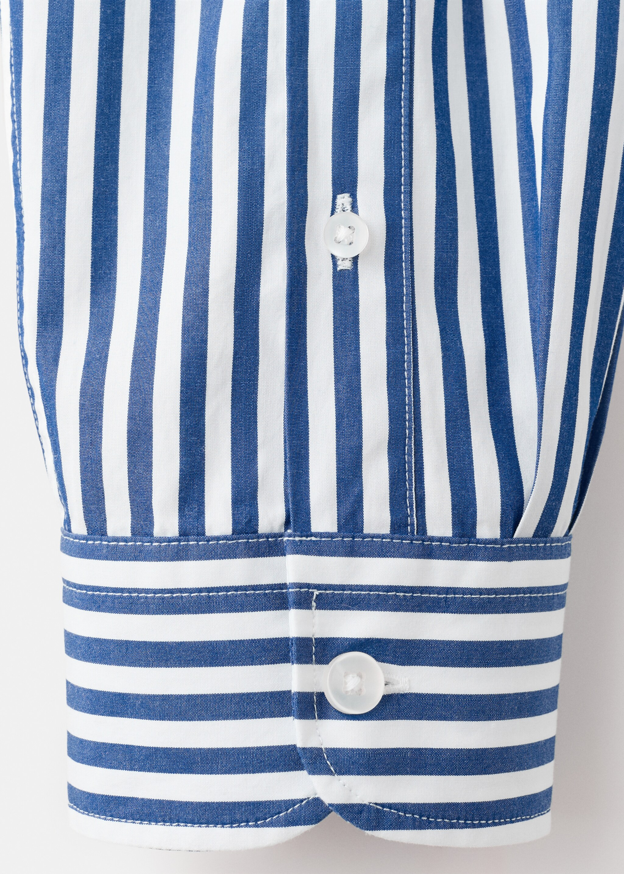 Regular-fit striped 100% cotton shirt - Details of the article 0, Vibrant blue. Ref: 27055945-00.