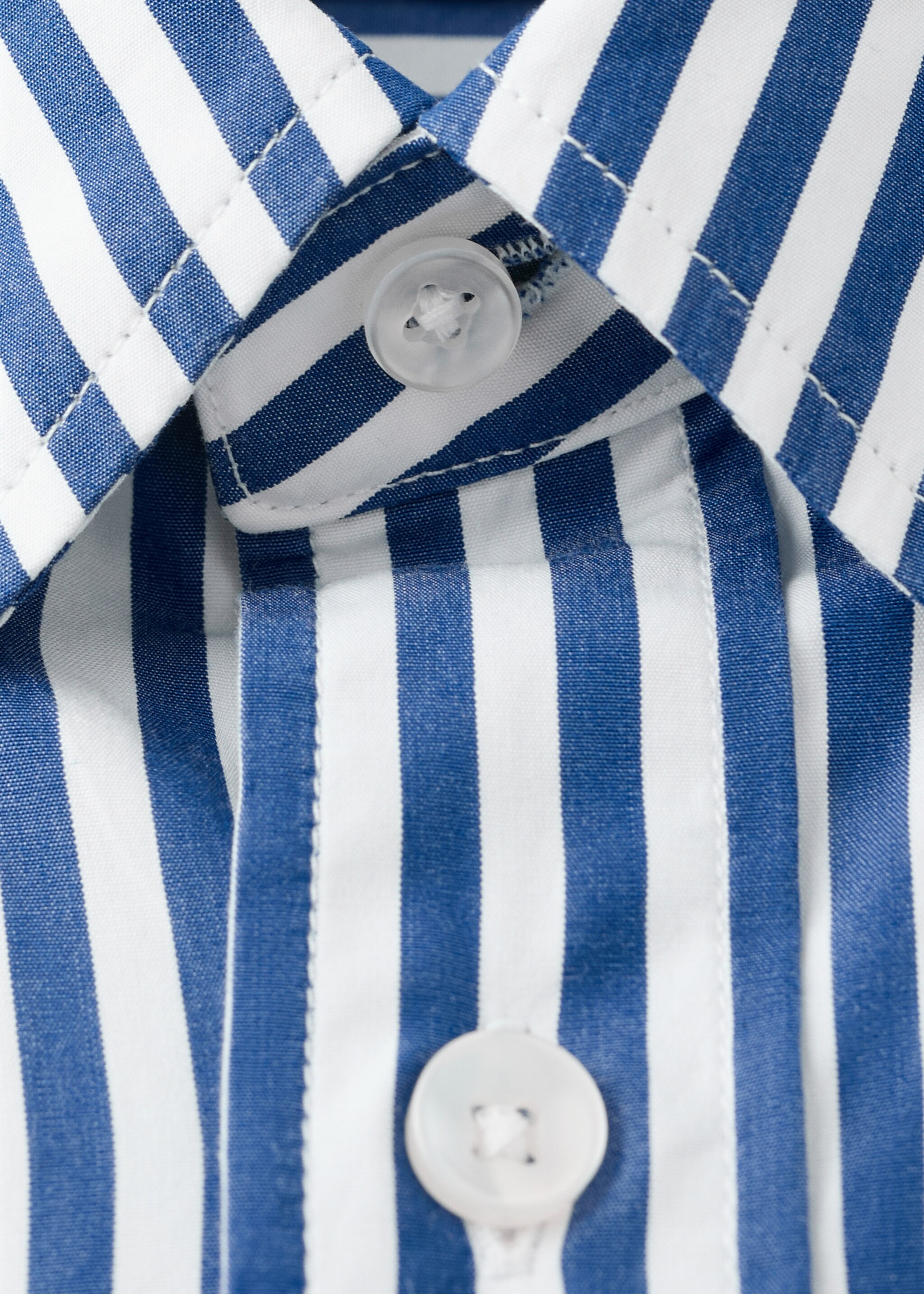 Regular-fit striped 100% cotton shirt - Details of the article 8, Vibrant blue. Ref: 27055945-00.